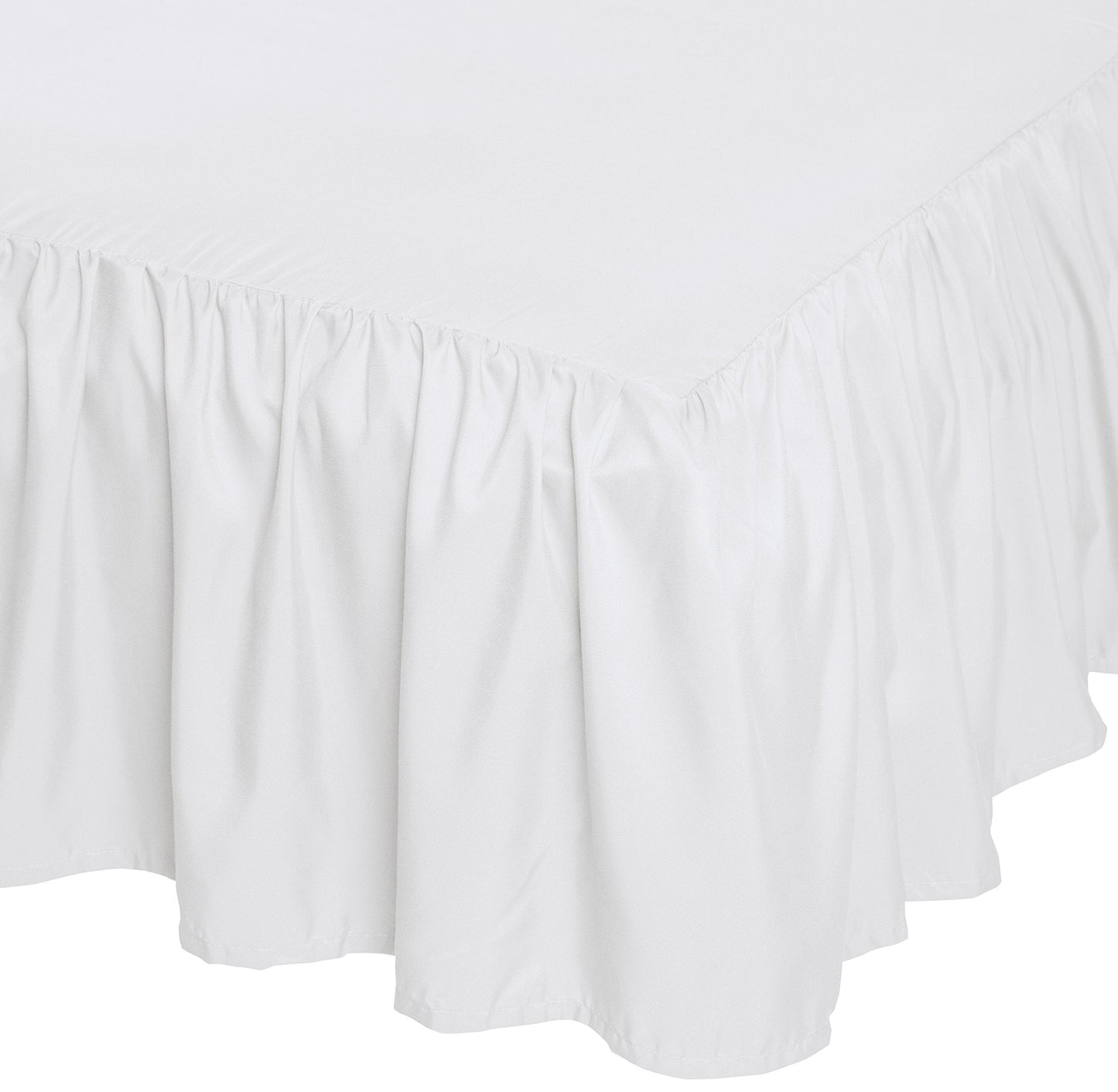 Amazon Basics Lightweight Ruffled Bed Skirt, Classic Style, Soft and Stylish 100% Microfiber with 16" Drop, Wrinkle Resistant, Machine Washable, Queen, Bright White, Solid