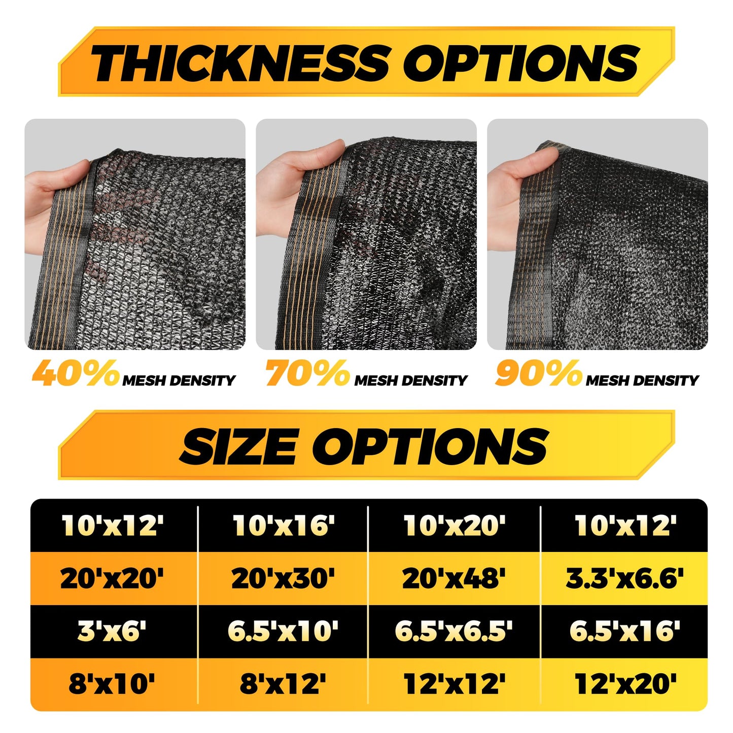 JOJOLEE 70% Sun Shade Cloth, 10x20FT Shade Net Mesh Tarp with Grommets, Black Sunblock Cover for Outdoor Patio Plants, Pergola, Greenhouse, Chicken Coop, Backyard, Balcony