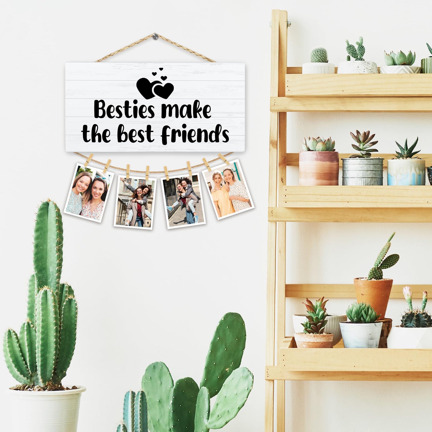 Hiuwevt Besties Gifts Picture Frame Photo Hanging Display, Cousin Gifts for Women Sisters Female Men, Besties Make the Best Friends Picture Board Photo Holder for Wall Decor