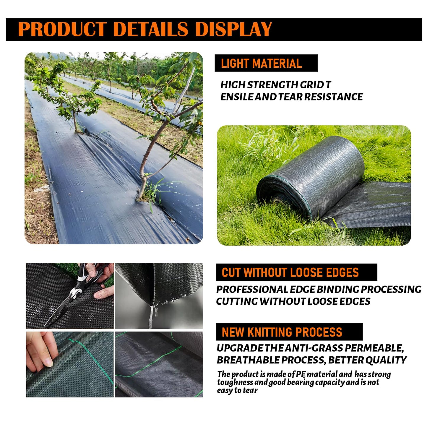 JOYSWAN 3Size Weed Barrier Landscape Fabric Heavy Duty Woven Ground Cover Weed Cloth Geotextile Fabric Driveway Fabric (3x50FT)