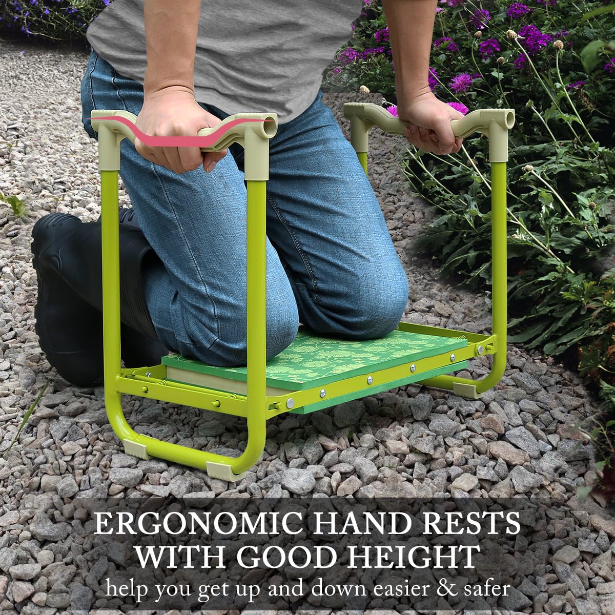 Colwelt Garden Stool and Kneeler Set, Garden Seat and Kneeler Heavy Duty with 10" Wide Soft Kneeling Pad, Non-Slip Garden Bench for Kneeling and Sitting with Elegant Apron, Gardening Gifts for Women