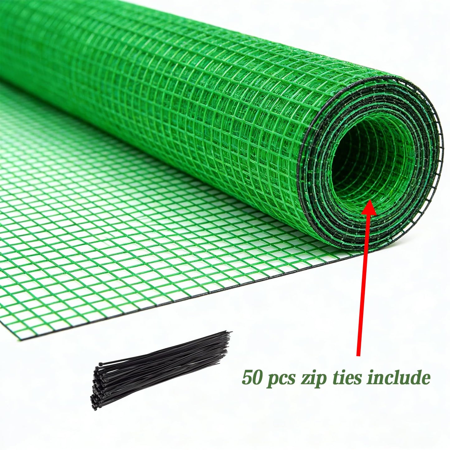 Hortifan Garden Fence Temporary Fence, 4'x100' with 50 Zip Ties, Plastic Fencing Safety Fence Snow Fence, Construction Fencing for Yard, Deer, Pet, Rabbits, Chicken, Dogs, Animal Barrier, Green