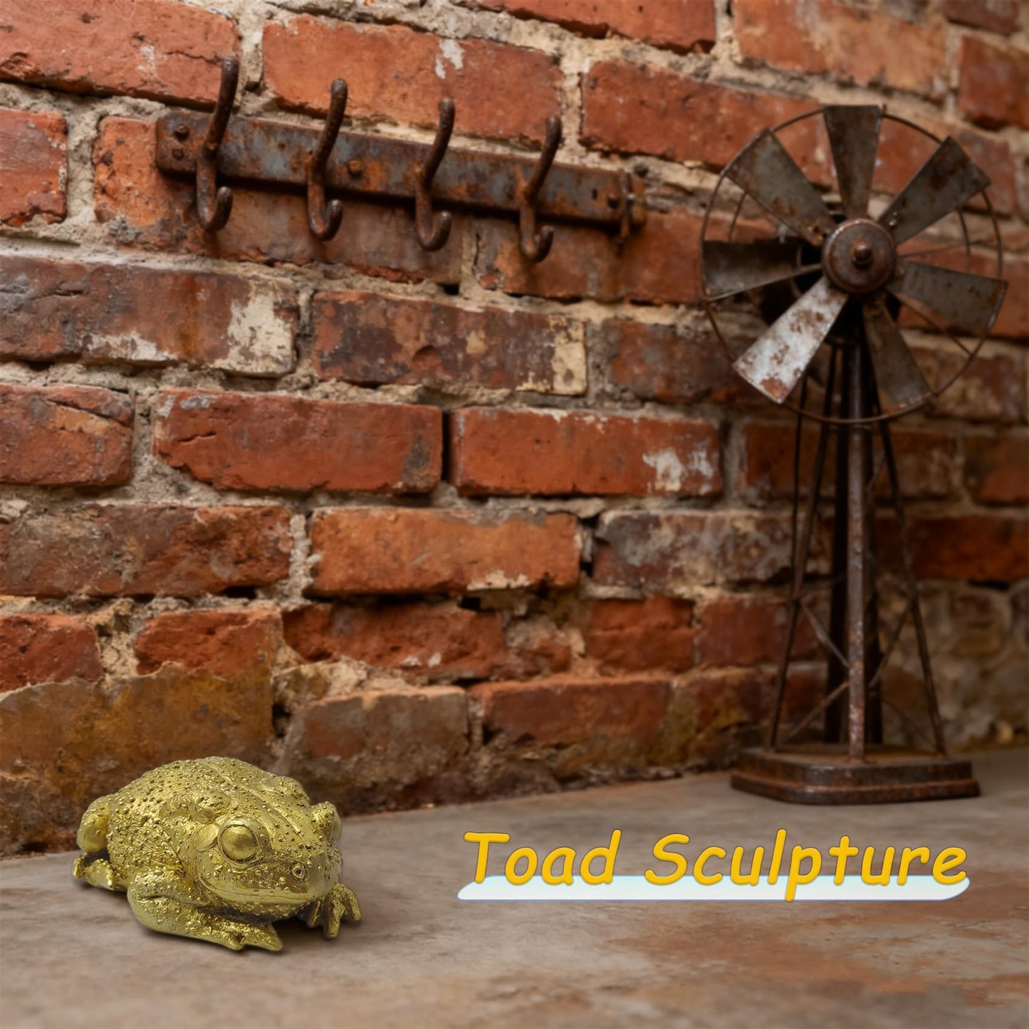 KISWIAR Gold Resin Frog Toad Sculpture, Resin Toad Figurine Wall Hanging Decor, Feng Shui Decoration for Office, Desktop and Garden (Toad)