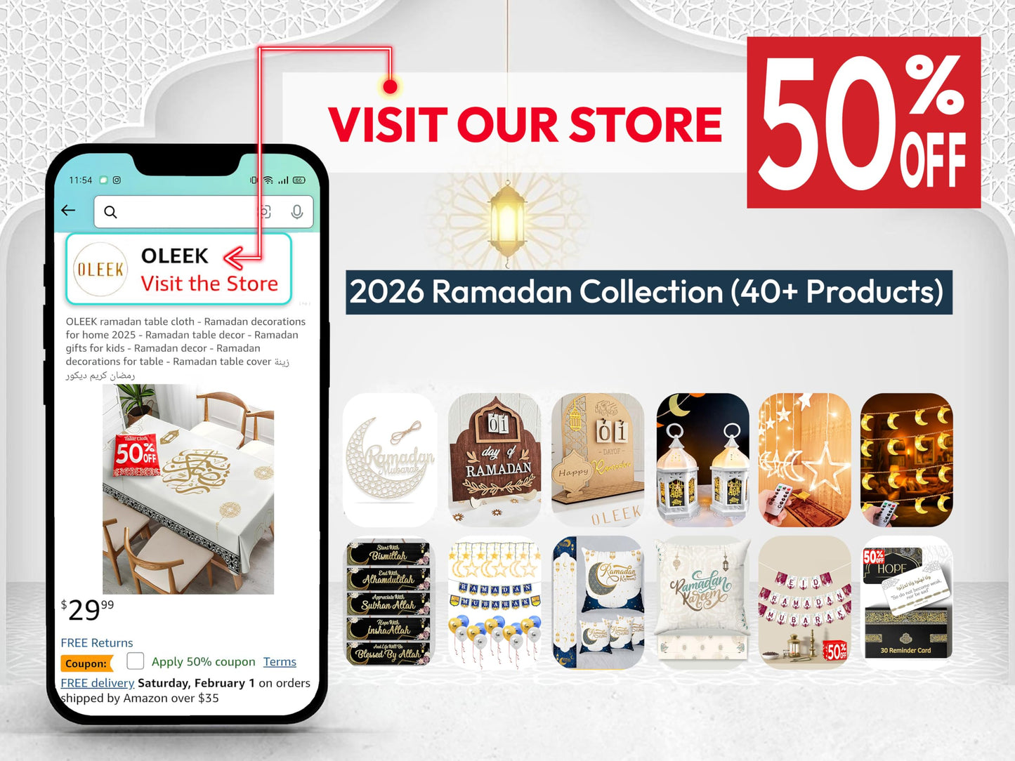 OLEEK eid mubarak banner- eid decorations for home 2026 - eid mubarak decorations - eid decor - ramadans mubarak decorations - eid decoration - eid and ramadan banner