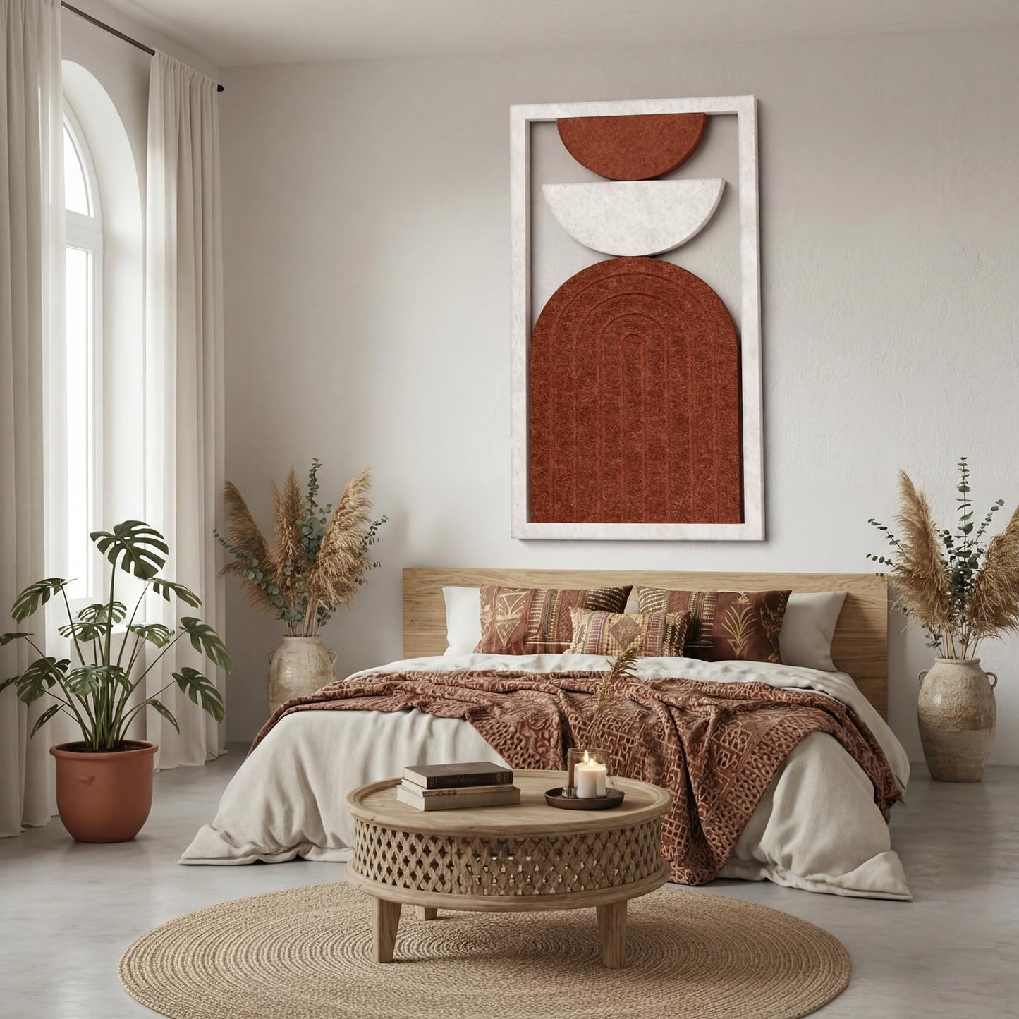 Yerliker 28.7 x 16 Inch Arched Felt Bulletin Board Boho Abstract Geometric Style Wall Decoration,Medieval Modern Style Bulletin Board, Boho Wall Art for Bedrooms, Living Rooms, Offices