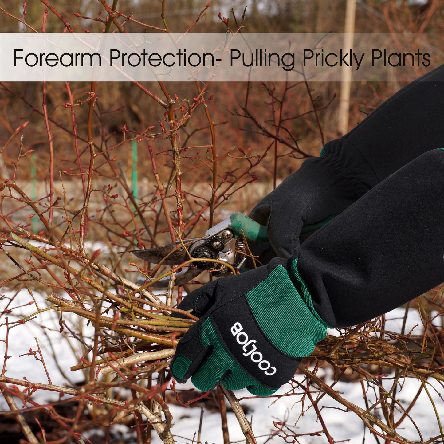 COOLJOB Thorn Proof Rose Pruning Garden Gloves for Men, Long Sleeve Padded Yard Work for Bush, Blackberry, Cactus, Heavy Duty/Puncture Resistant/Machine Washable, Xlarge, Green