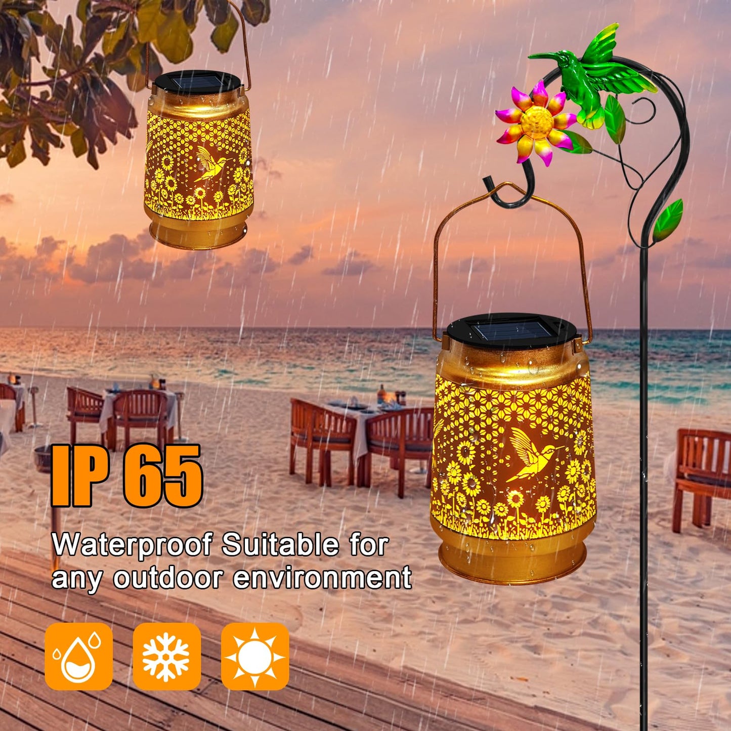 Mothers Day Gifts Solar Lanterns Outdoor Waterproof Hummingbird with Shepherd Hook,Hummingbird Garden Decor Birthday Gifts for Women Mom,Hanging Solar Lights Metal Bird Decorative for Yard,Patio,Porch