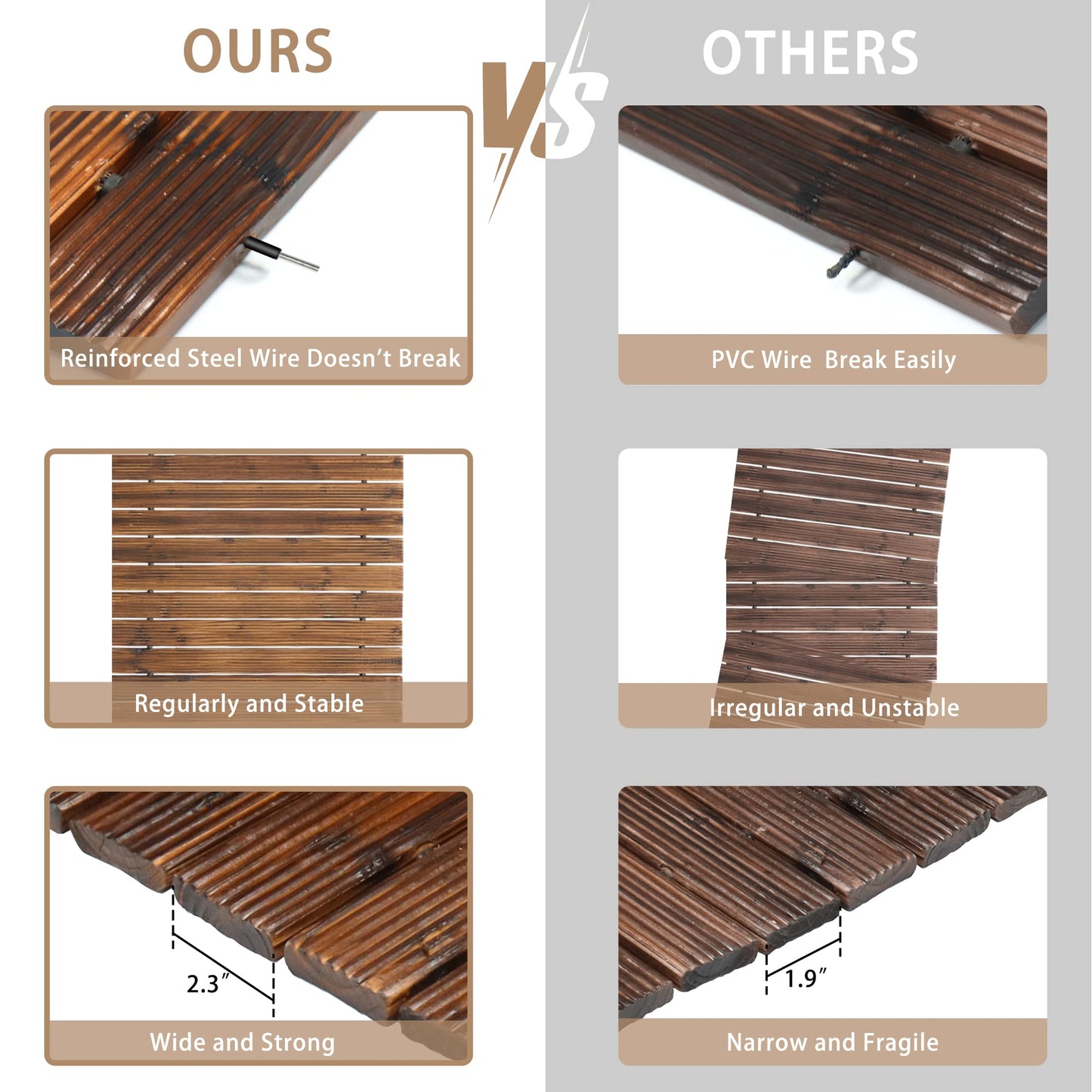 Spurgehom 8FT Wooden Garden Pathway Straight Outdoor Walkway Roll Out Cedar Wood Patio Flooring Path Decorative Lawn Patio Pavers Boardwalk Beach Wedding Party (Brown)
