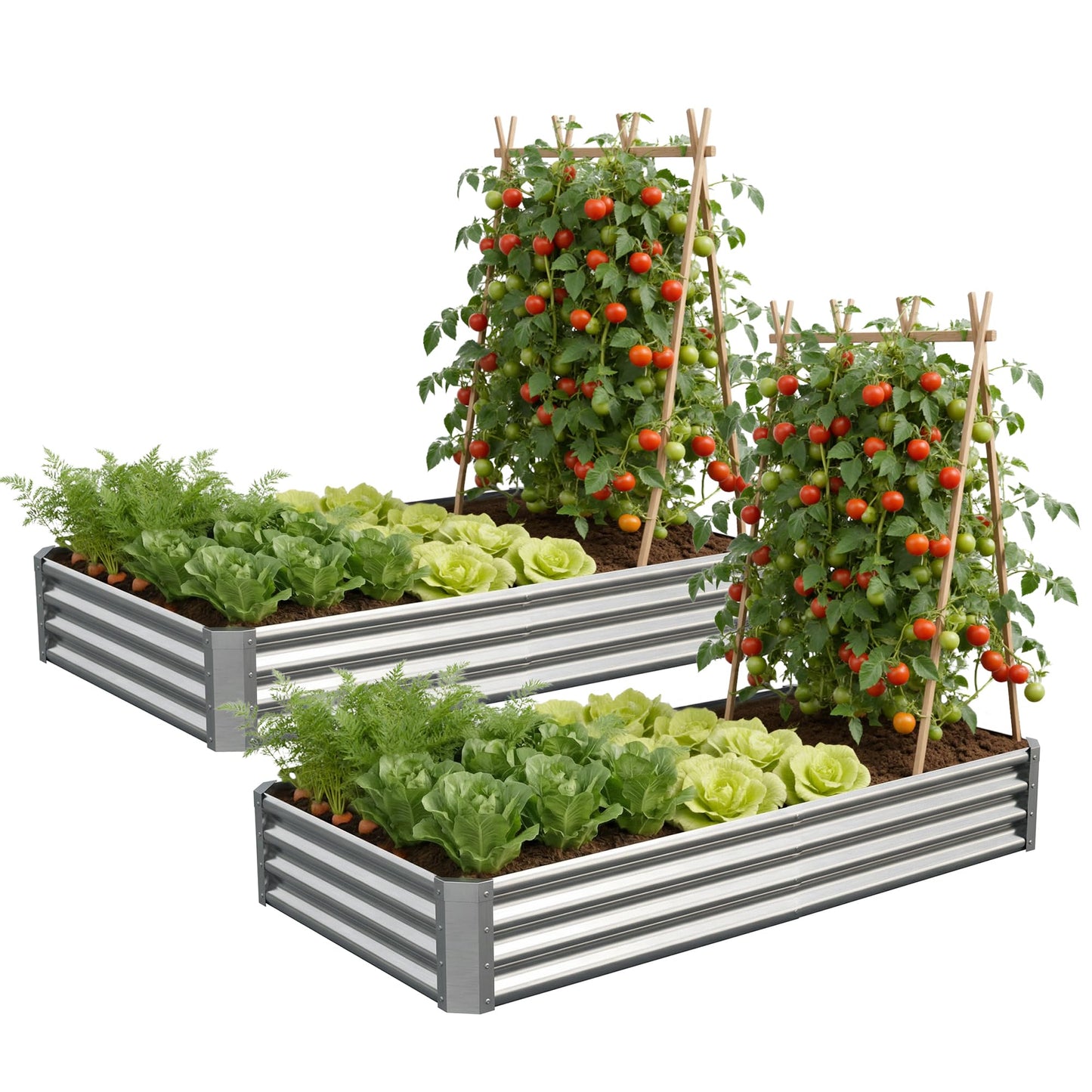 Anmiro Galvanized Raised Garden Bed,Outdoor Planter Box Metal Patio Kit Planting Bed for Vegetables Flowers Herb (Galvanized, 6x3x1ft-2p)