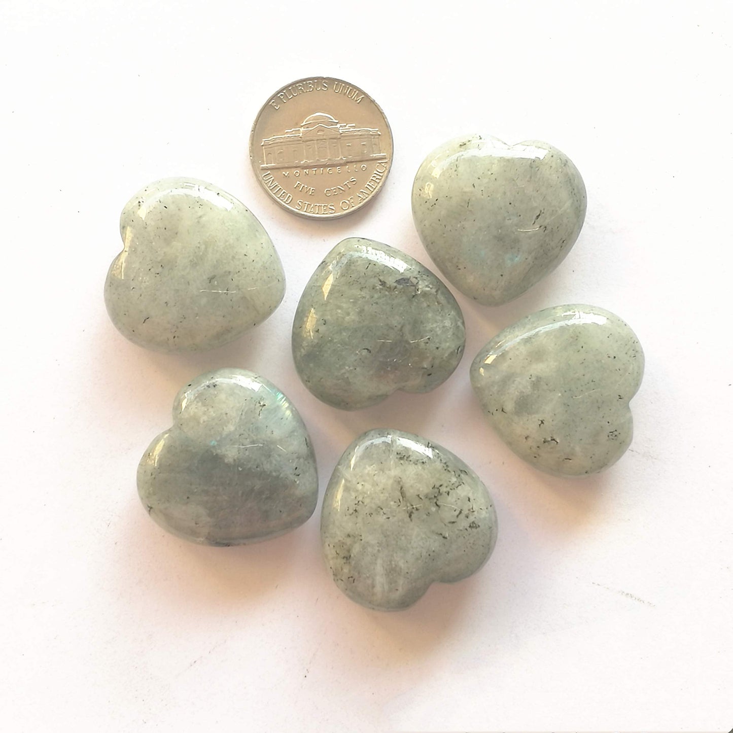 Bacatgem 3 Pcs Natural Moonstone Pocket Palm Thumb Healing Crystal Heart Love Worry Stones,1 inches Reiki Balancing Crystal and Healing Stones