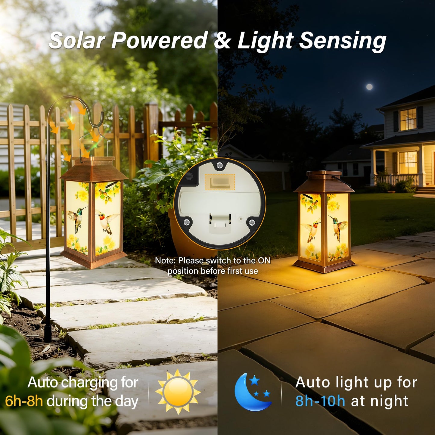 Ccinny Mothers Day Gifts, Solar Lanterns Outdoor Waterproof, Hummingbird Garden Decor Birthday Gifts for Women Mom Grandma, LED Hanging Solar Lights for Outside Yard Patio Lawn Porch