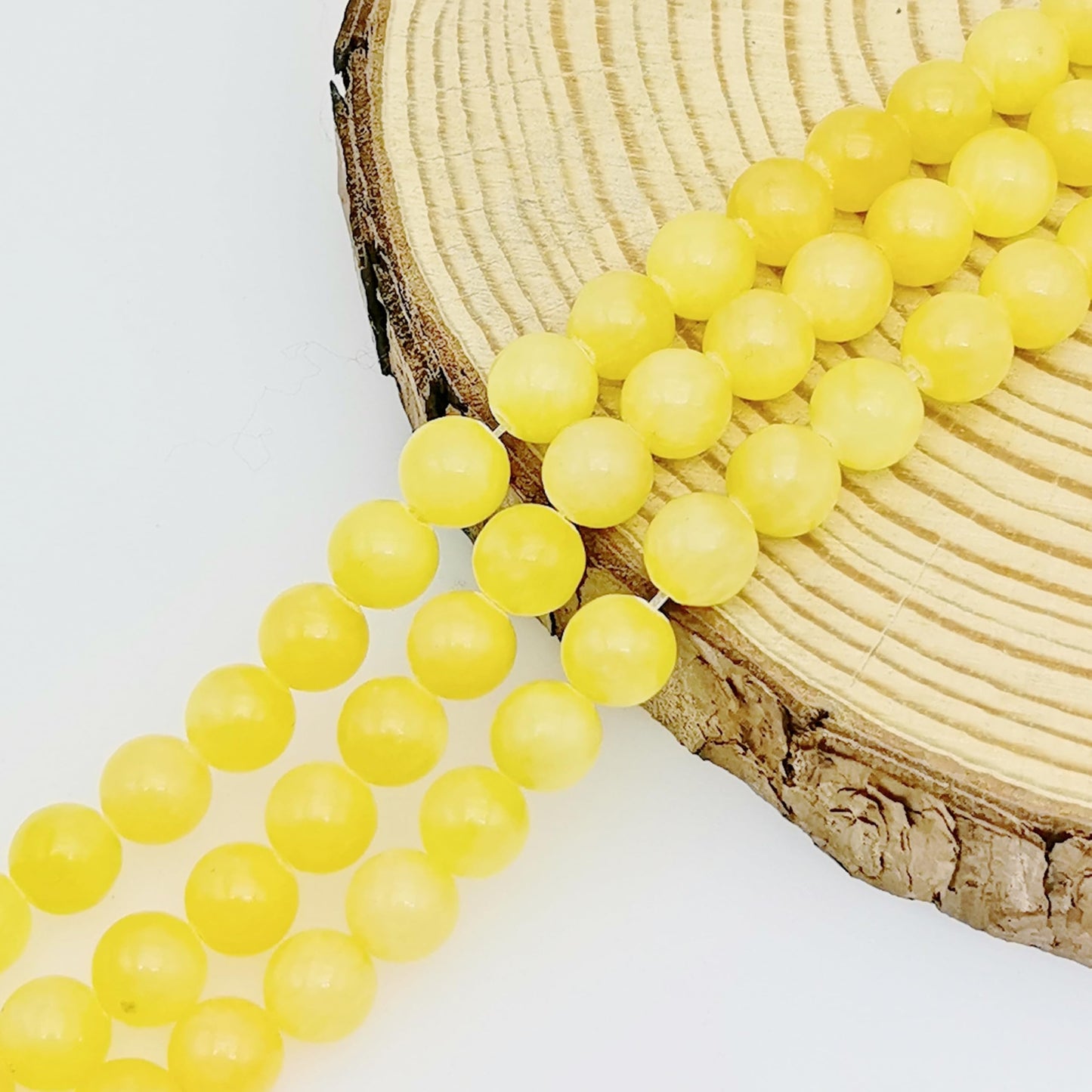 Basigeese Natural Gemstone Beads for Jewelry Making, Polished Round Smooth Stone Beads, Genuine Real Stone Beads for Bracelet Necklace 1 Strand 15"(8mm, Yellow Jade)