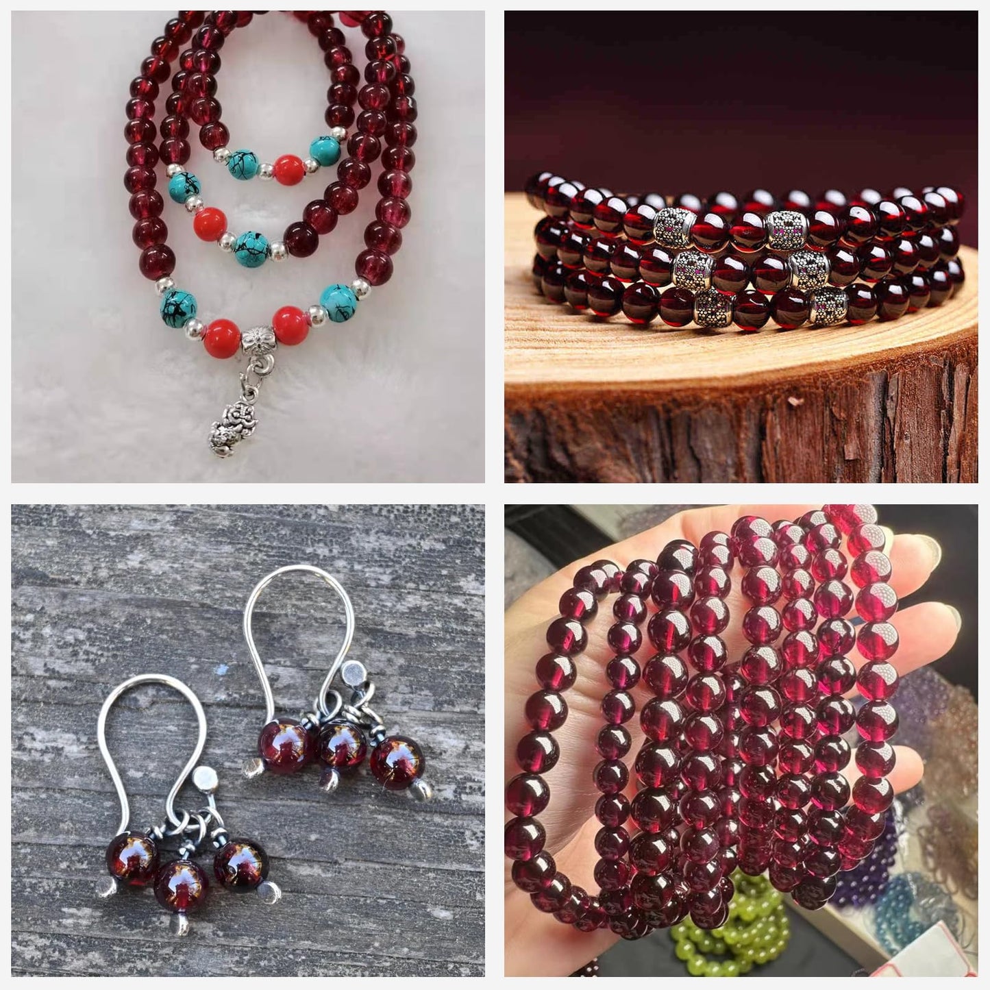Risyfjew 100PCS 8mm Garnet Red Glass Gemstone Round Loose Beads for Jewelry Making Chakra Crystal Stone Beads for Bracelets Necklace Earrings Making Supplies (100pcs/Strand)