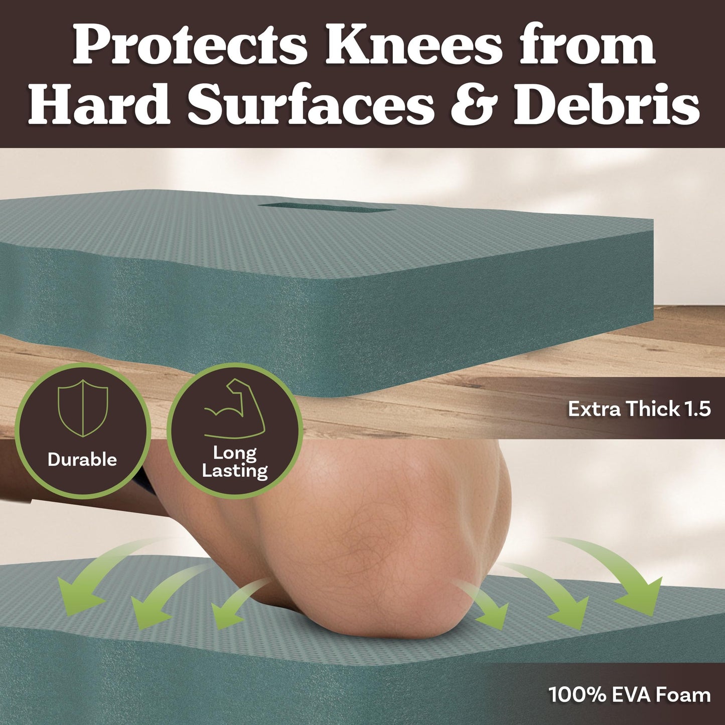 Kneeling Pad with Handle - Multiuse Extra-Thick EVA Foam Ergonomic Comfort Knee Protector for Gardening - Indoor or Outdoor Use by Pure Garden (Green)