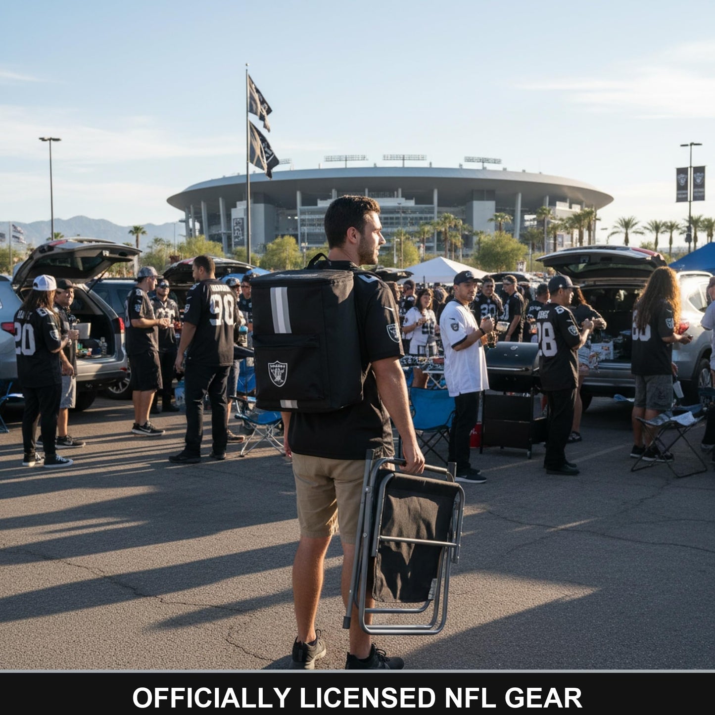 FOCO Las Vegas Raiders NFL Cooler Backpack, 24L — Insulated Soft Sided Ice Chest, Holds 36 Cans, Officially Licensed
