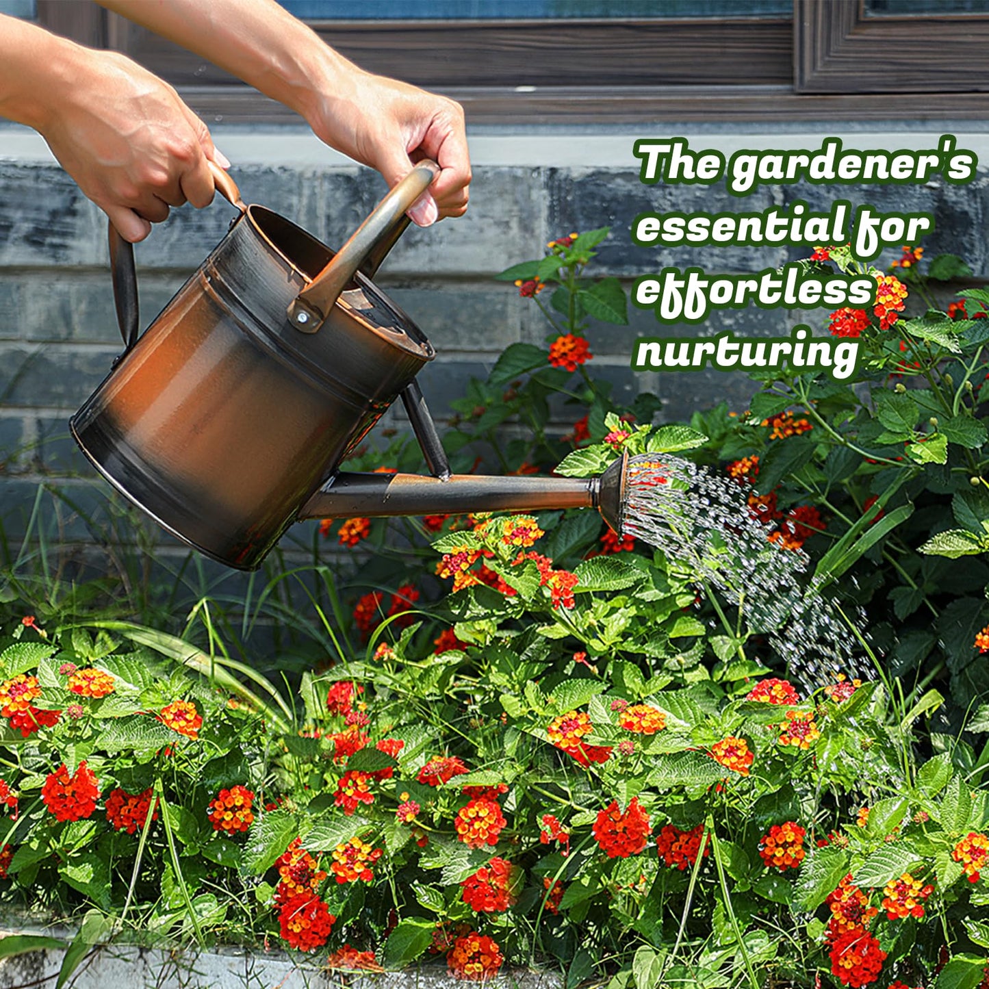 1 Gallon Watering Can for Plants, Watering Cans for Indoor&Outdoor Gardening, Galvanized Steel Watering Pot with Removable Spout, Metal Water Can with Ergonomic Movable Handle(Copper)