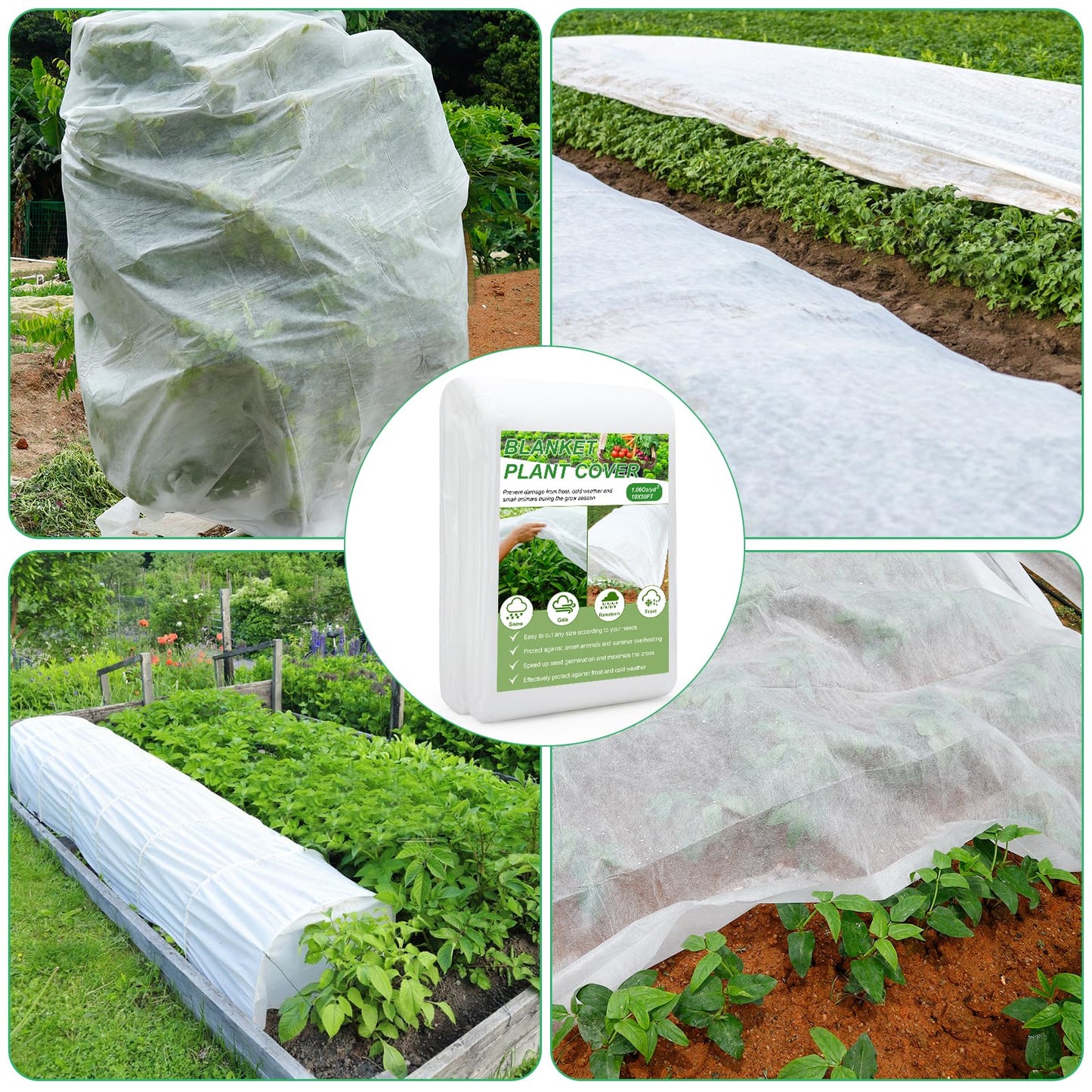 YDSL Plant Covers Freeze Protection 10FT×50FT, 1.06 oz/yd² Floating Row Covers for Garden Beds Pest/Sun Protection, Frost Cloths for Outdoor Plants for Vegetables Flowers Fruits Winter Protection