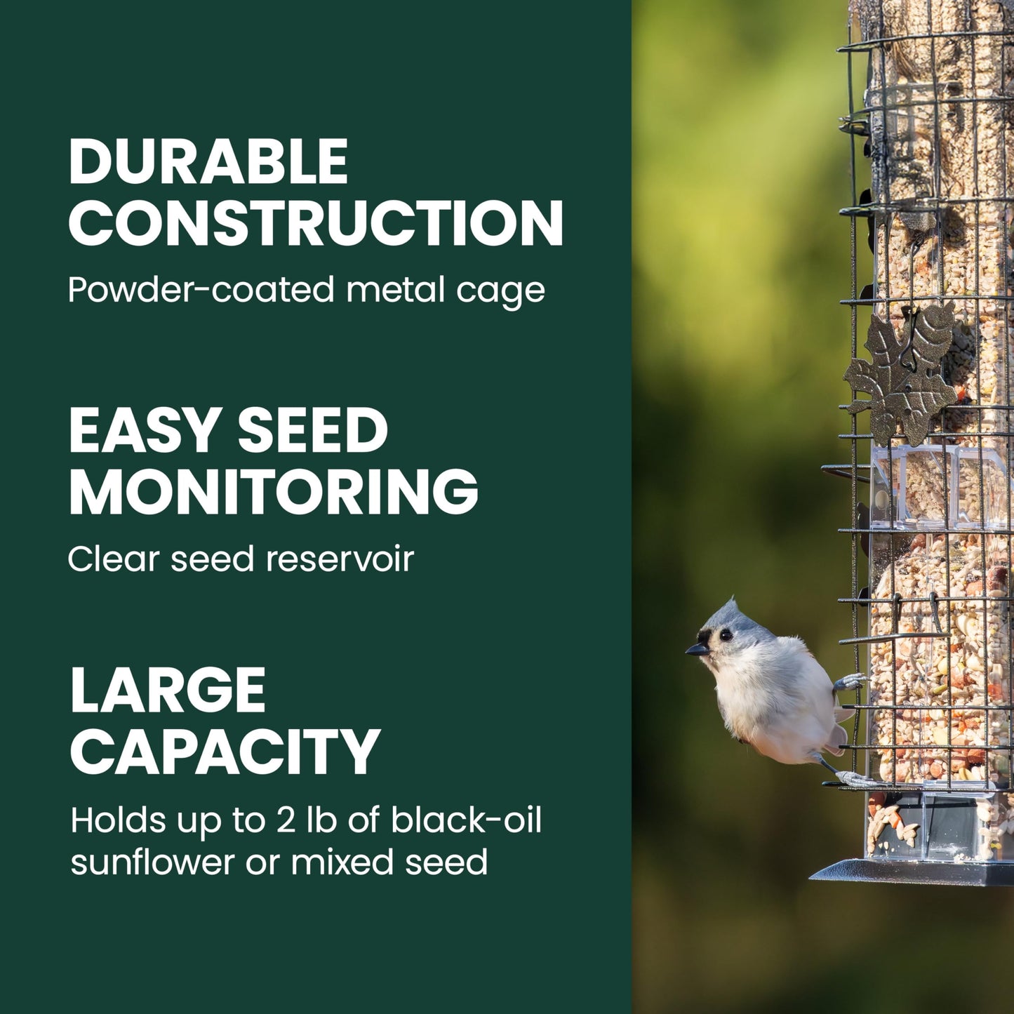 Perky-Pet 336-1SR Squirrel-Be-Gone Squirrel Proof Bird Feeder, 2LB, Outdoor Wild Bird Feeder with Weight-Activated Perches