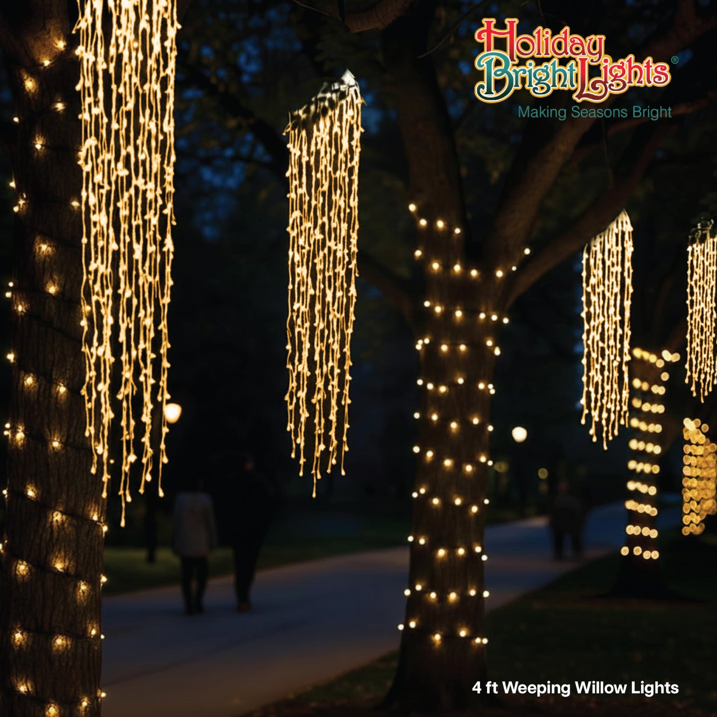 Holiday Bright Lights Indoor Outdoor 4-Ft Weeping Willow Lights 440 Warm White 5mm LED Transparent Cable