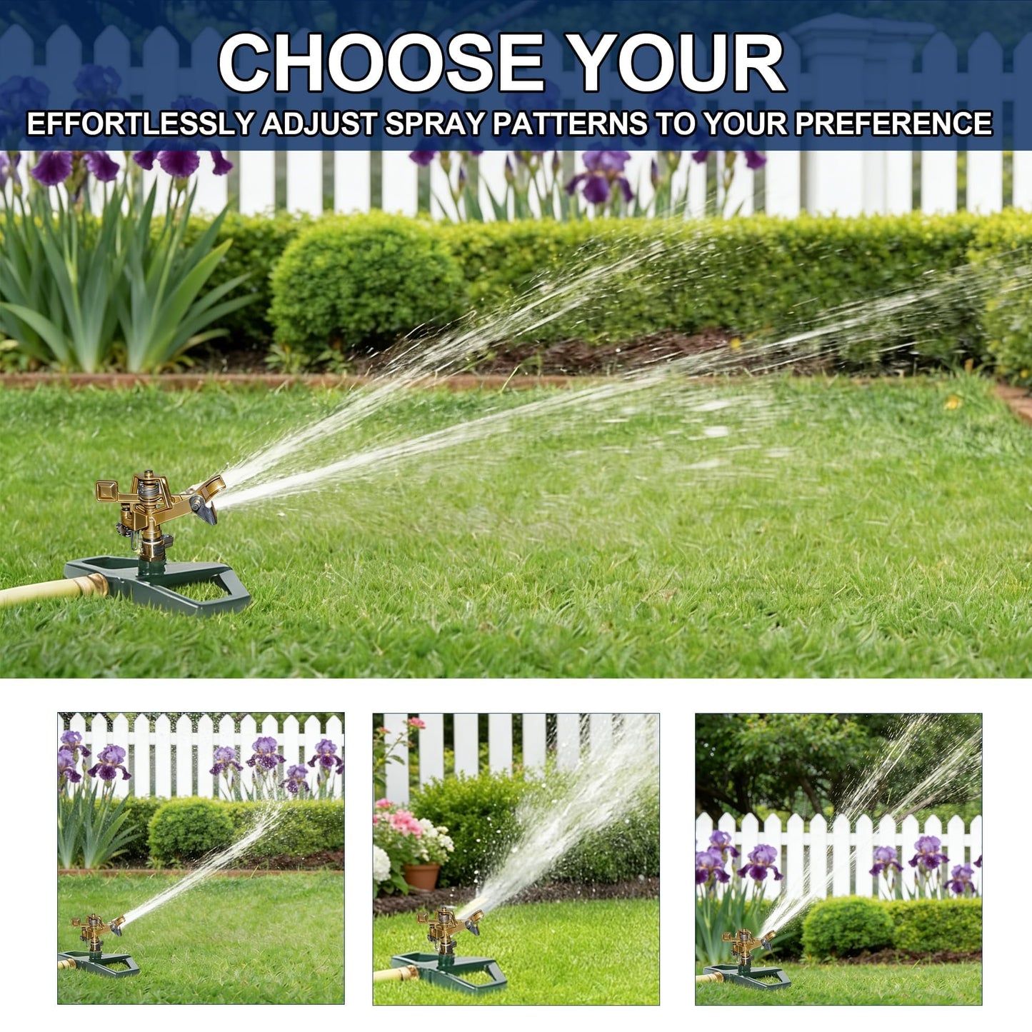 Hourleey Impact Pulsating Sprinklers for Yard - Heavy Duty Lawn Sprinkler with Metal Base, Adjustable Rotating 360 Degree for Large Area Garden, Coverage up to 5,800 Sq. Ft