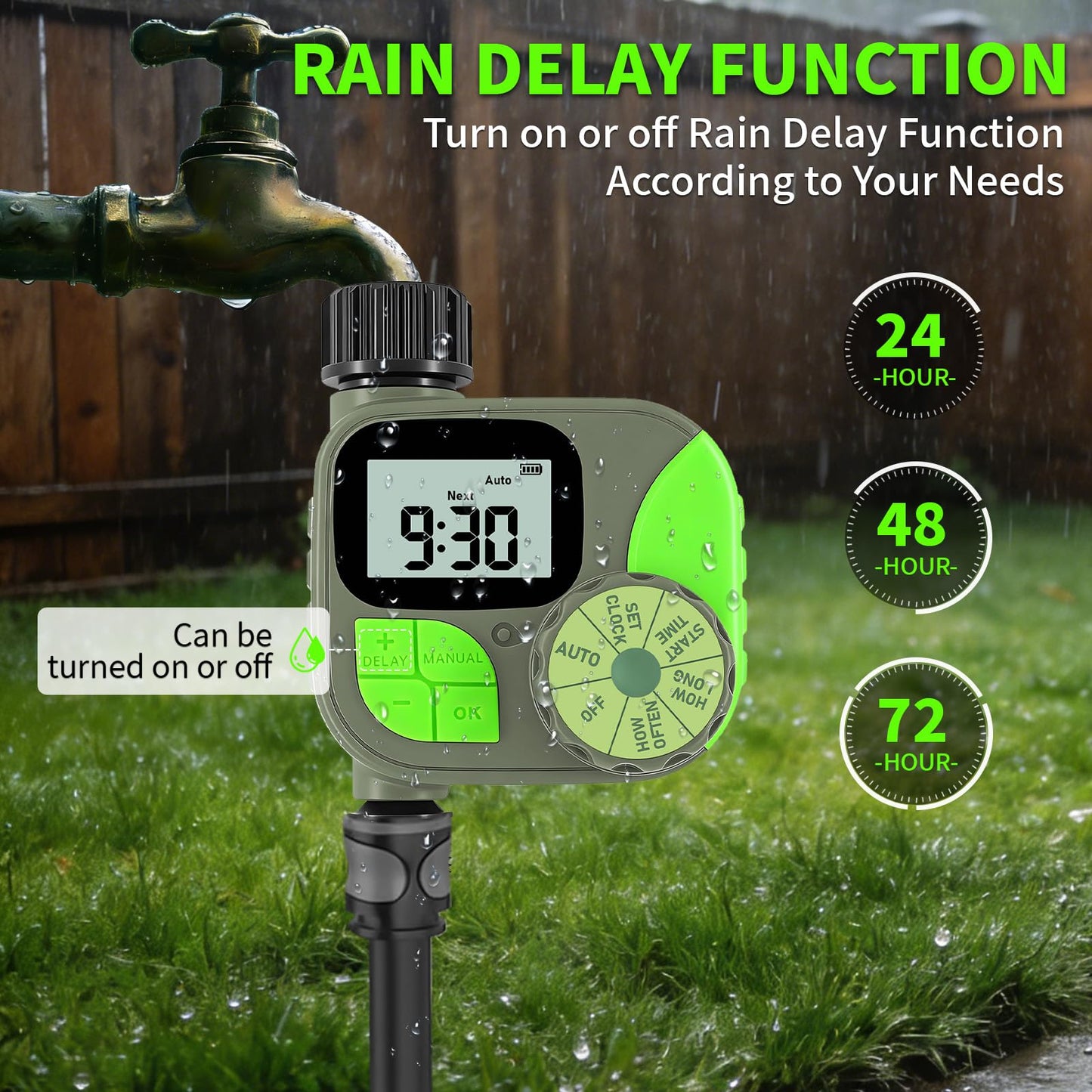 Sprinkler Timer for Garden Hose - Irrigation Timer for Outdoor Faucet, Automatic Programmable Watering Irrigation with Rain Delay/Manual Mode, Watering System Drip Irrigation for Yard Lawn Pool