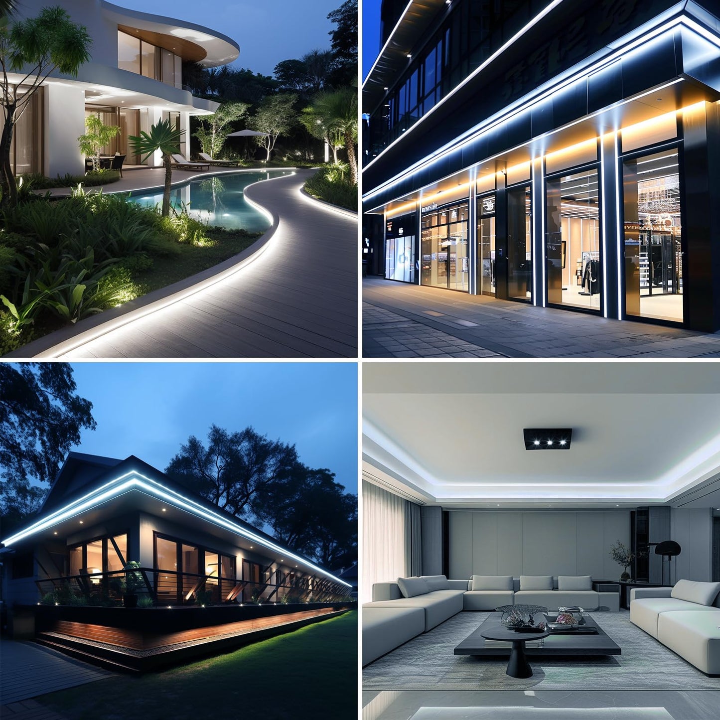 BENLUN AC 110V COB LED Strip Lights Outdoor Waterproof 65.6ft, 6000K Cool White Super Bright 200W CRI 90+ LED Rope Light, IP65 Flexible Cuttable, for Bedroom Garden Commercial House