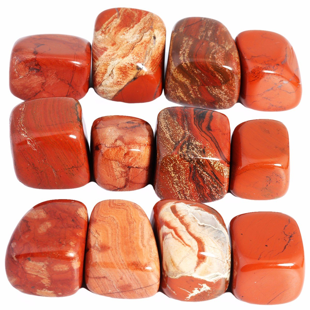 Rockcloud 1 lb Tumbled Polished Stones Gemstone Supplies for Wicca,Reiki,Healing Crystal,Red Jasper