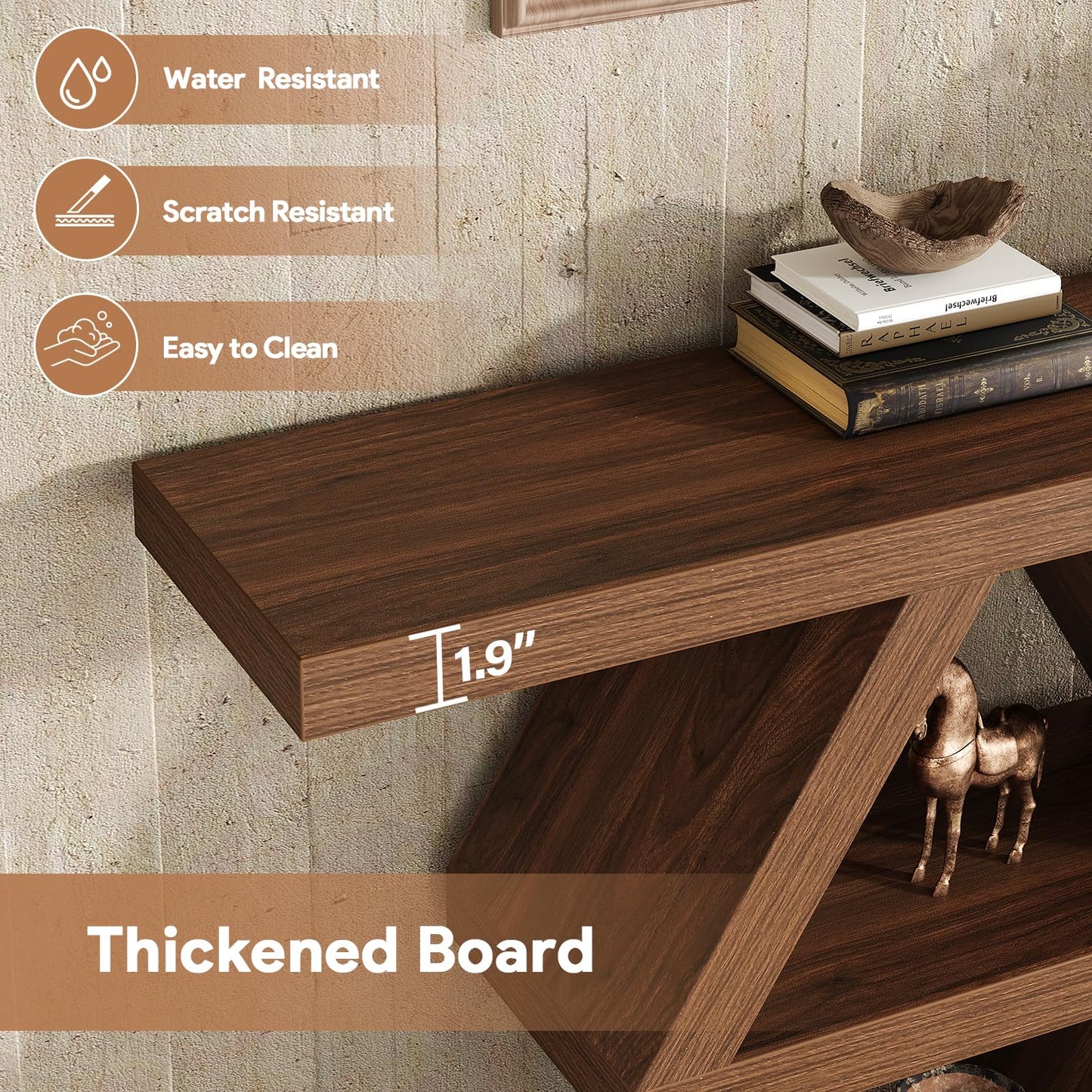 39.4-Inch Farmhouse Console Table for Entryway, Wood Behind Couch Table with Storage Shelves, Rectangular Sofa Table, Narrow Entryway Table for Entrance, Hallway, Foyer, Living Room, Entry Way Table