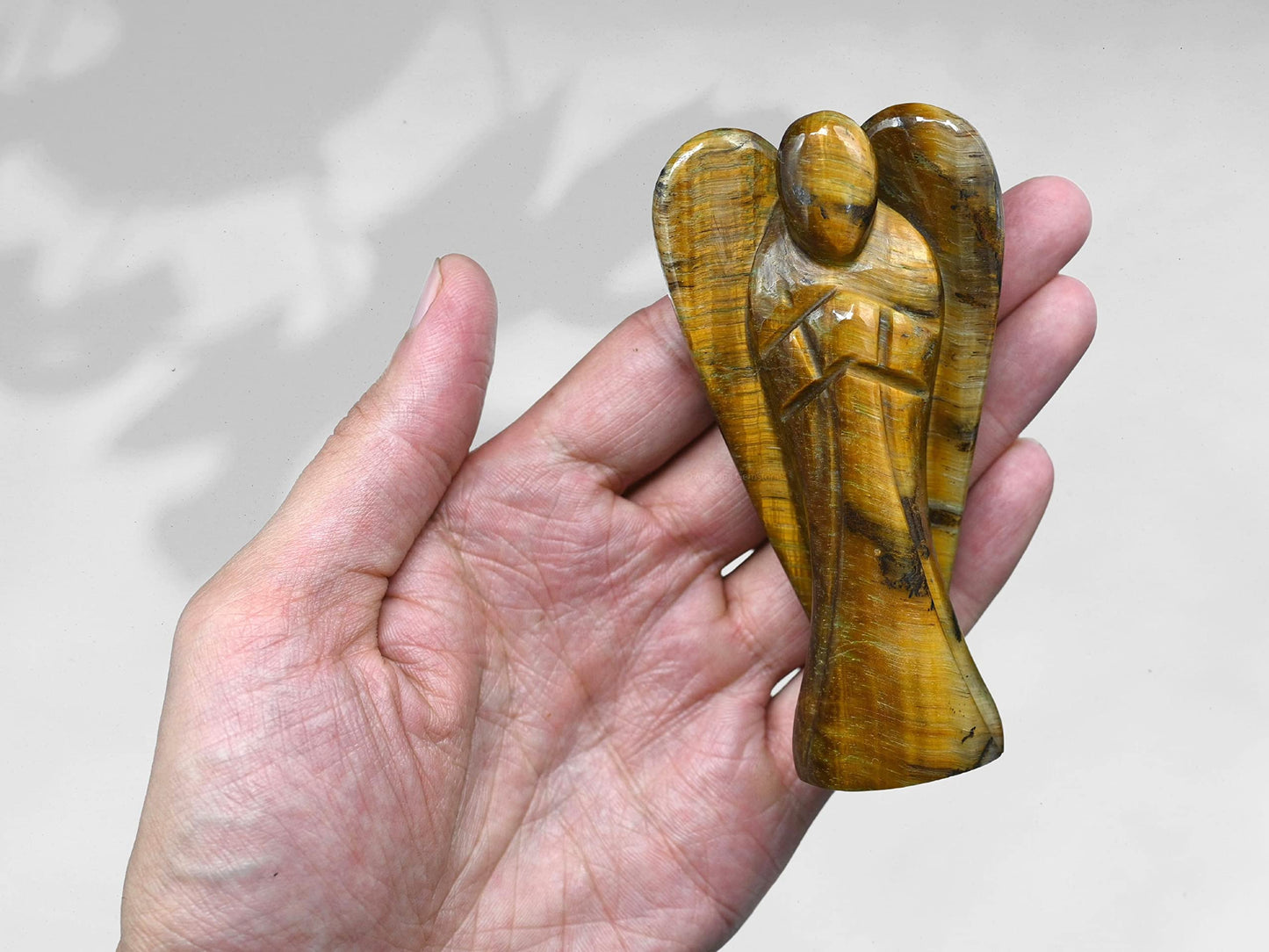 Amazing Gemstone Tiger Eye Angel - Tiger Eye Crystal Angel and Pocket Guardian Angel Crystal Figurines (3 inches)