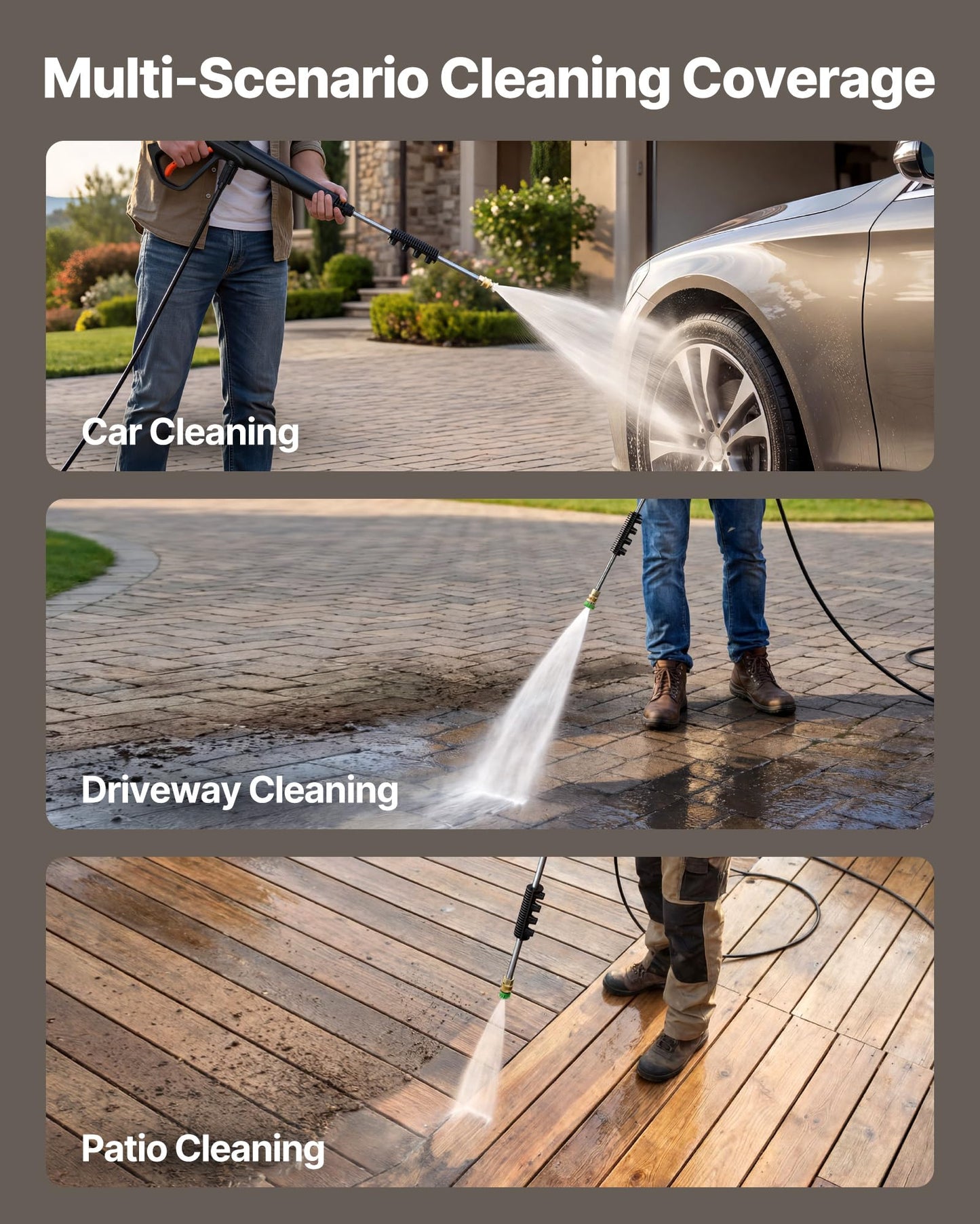 VEVOR Electric Pressure Washer, 1958 Max PSI 2.5 Max GPM, Portable Power Washer with 4 Nozzles, Metal Extension Wand, Commercial-Grade 5-Piston Plunger Pump, High Pressure for Cars,Driveways,Patios