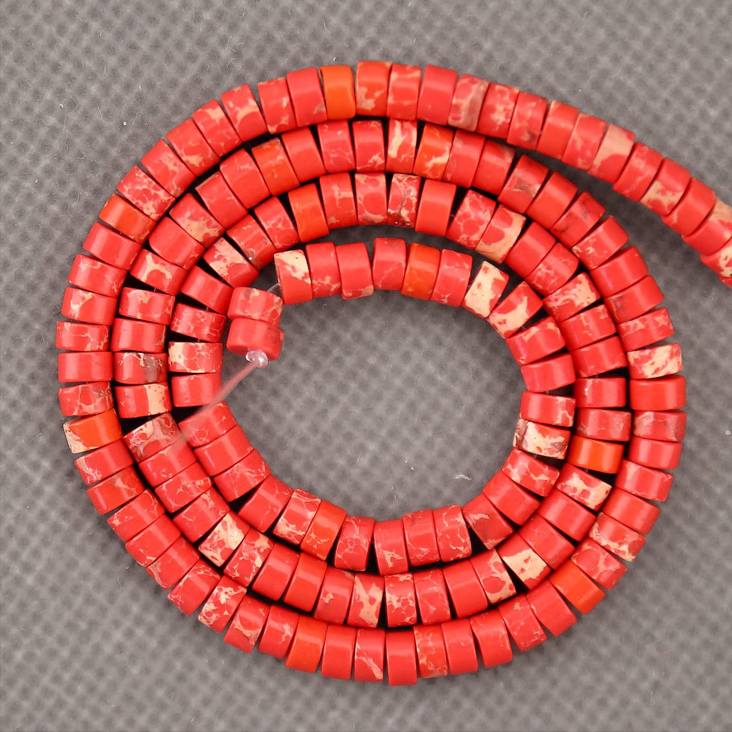 BONNY BOXX 150PCs Natural Red Imperial Jasper Spacer Beads, Loose Semi Precious Flat Round Gemstone Heishi Disc Stone Beads for Beading Jewelry Making 4mm*2mm