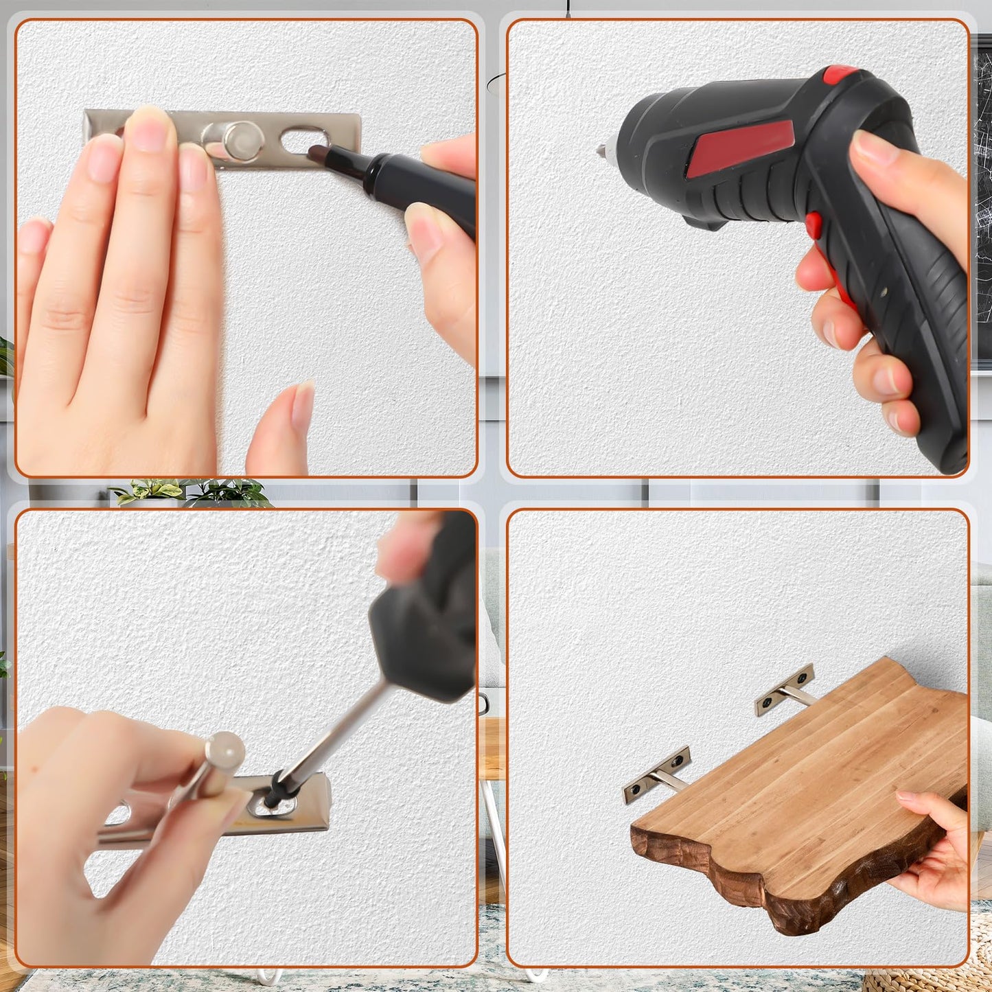 Pinkunn 4 Pcs Floating Shelves for Wall Wooden Live Edge Shelf Wall-Mounted Natural Solid Wood Bedroom Kitchen Storage Living Room Nursery Decor (15.8/11.8/7.9 Inch)