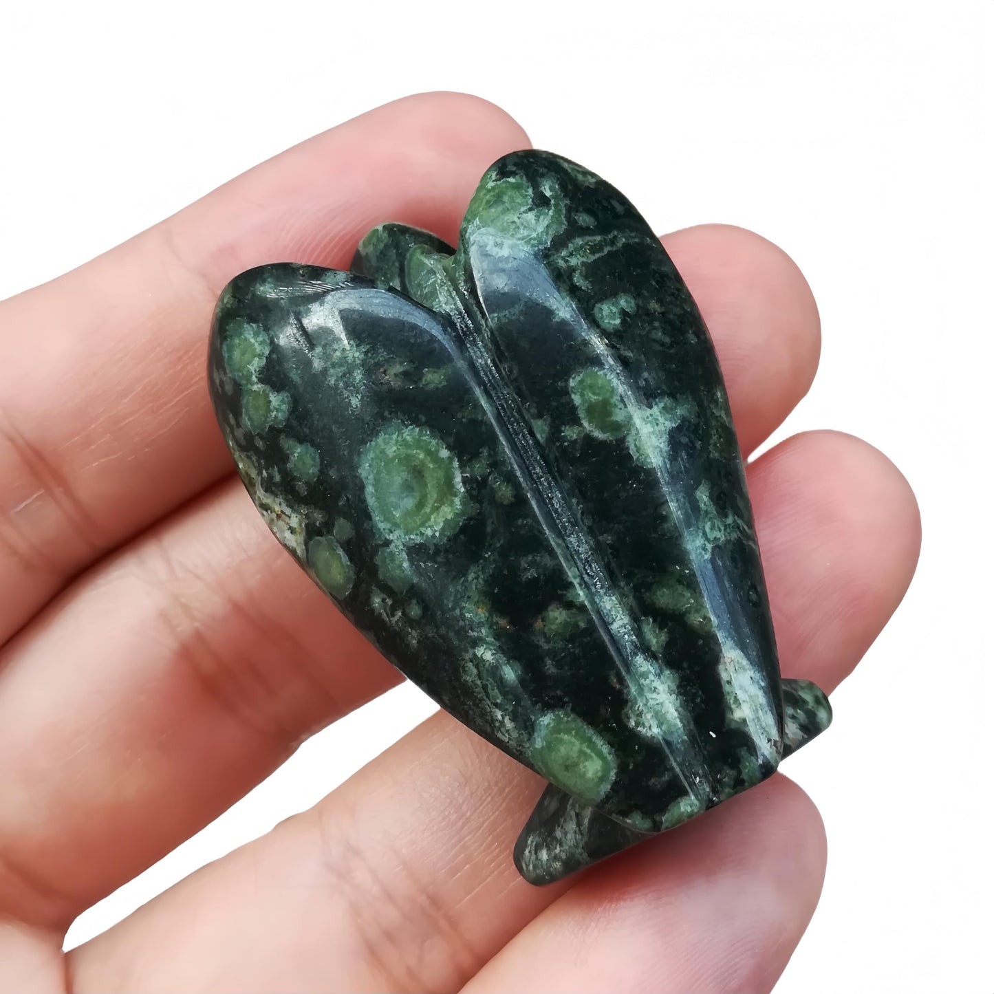 Afucats Natural Kambaba Jasper Healing Guardian Angel Indoor Decorative Stone,1.5 Inches Carving Pocket Palm Statue,Gift for Her Christmas Décor