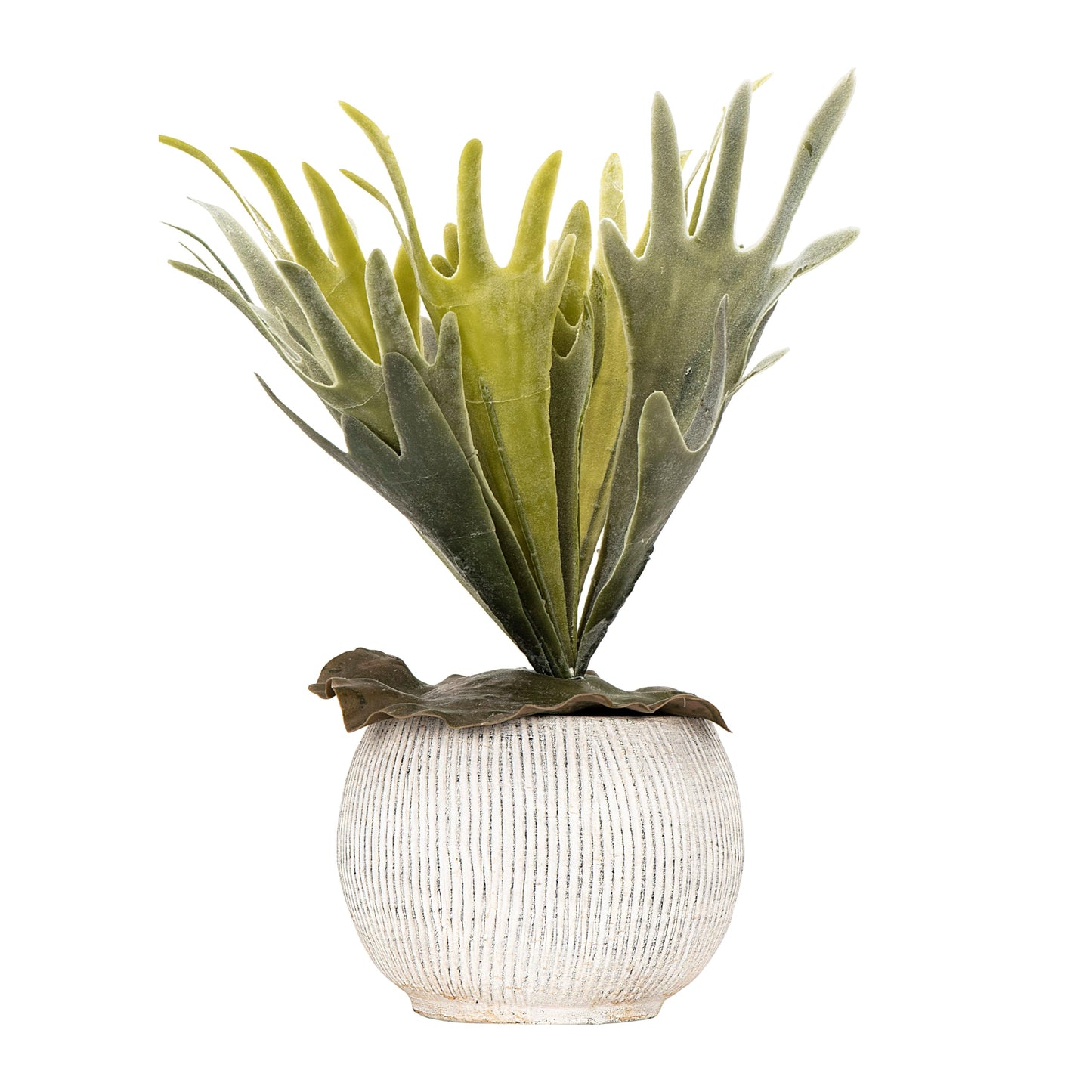 Creative Co-Op Distressed Cream Terracotta Planter with Fluted Texture
