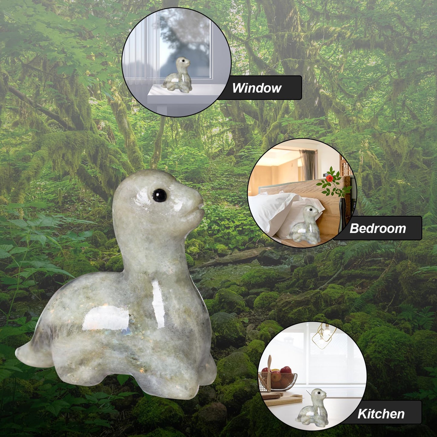 Hguxmcu Hand Carved Labradorite Dinosaur Figurine 2 Inch Healing Crystal Statue Realistic Gemstone Animal Sculpture Reiki Energy Decor Lucky Gift for Meditation Collectors