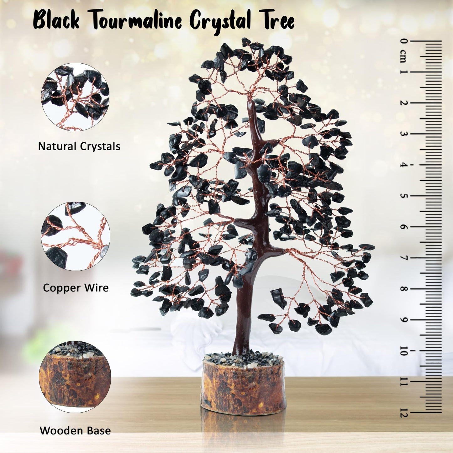 Crocon® Black Tourmaline Birthday Gifts for Women, Men & Friends, Tree of Life Crystals and Healing Stones, Home & Office Decor, Money Tree, Women Gift Ideas | House Warming Gifts New Home for Mom