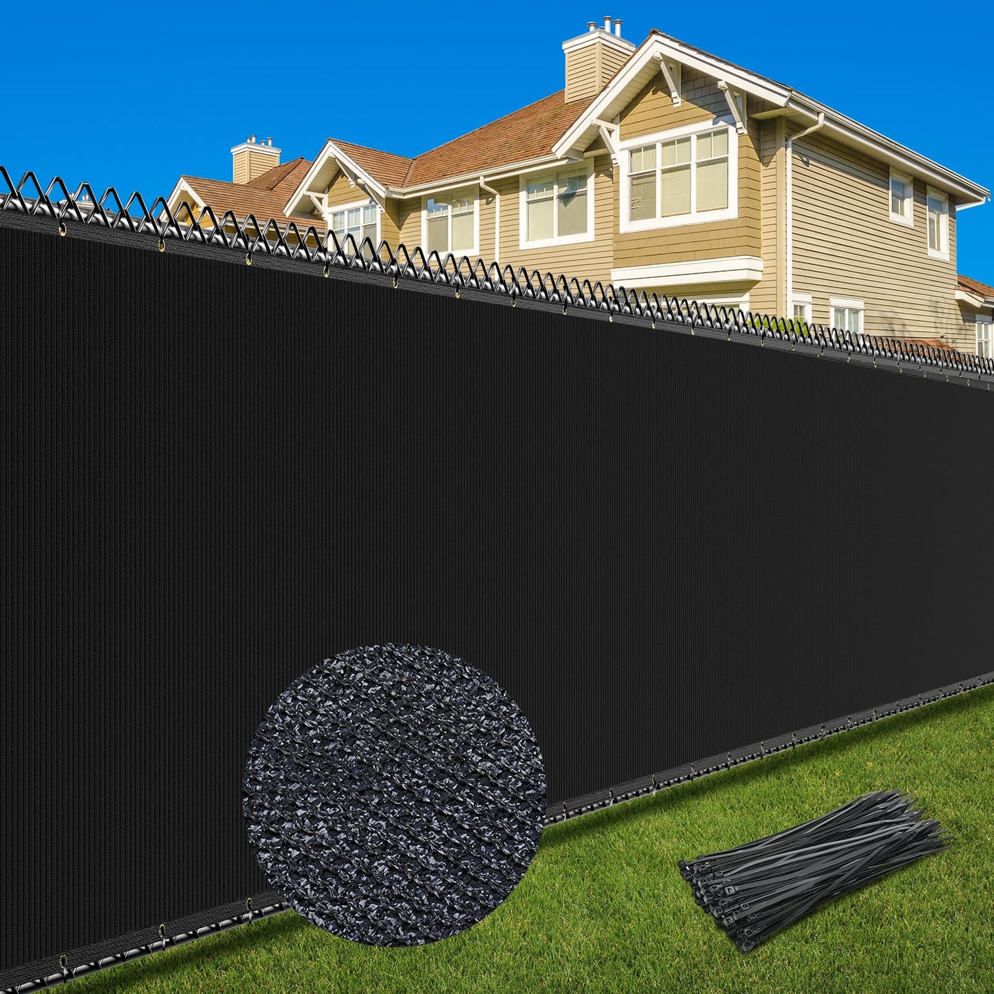Patiobay 4X50FT Privacy Screen Fence, Heavy Duty Fencing Shade Cover, 170GSM 90% Blockage Mesh Shade Net for Wall Garden Yard Backyard (4 ft X 50 ft, Black)