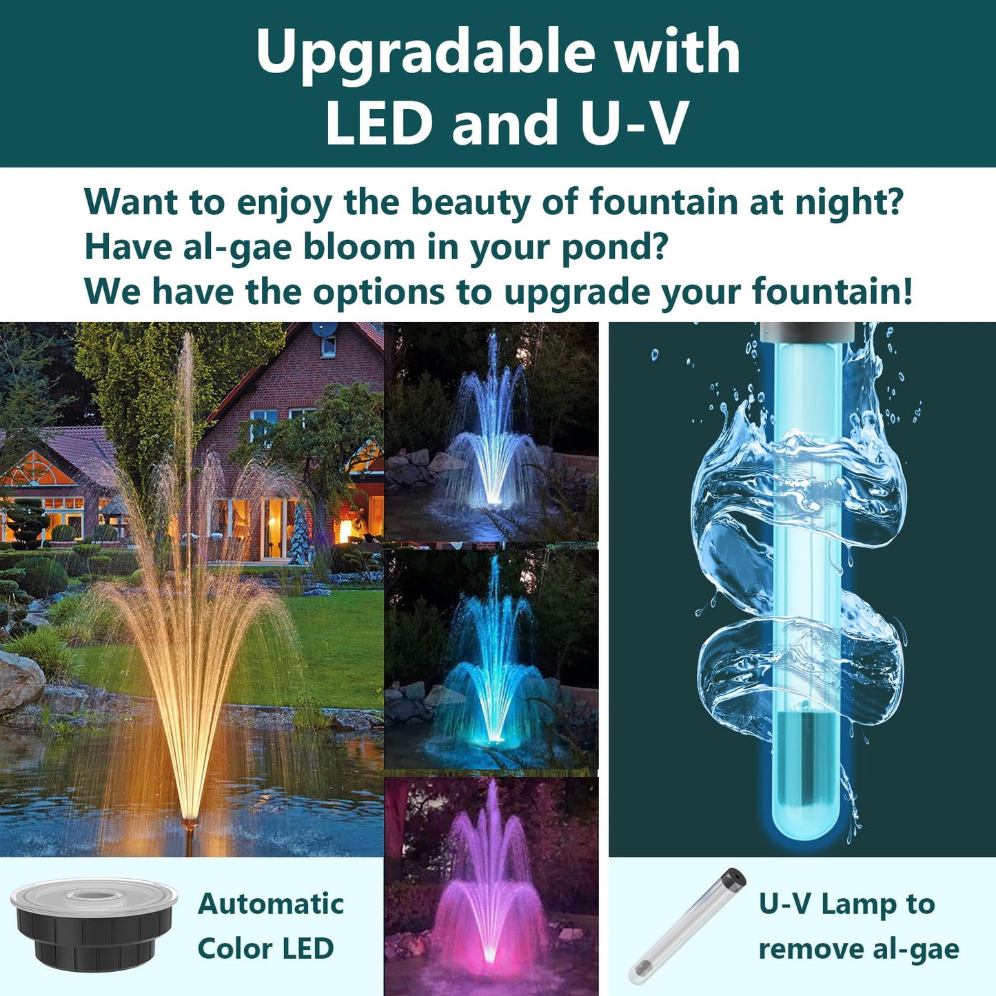 AquaMiracle Pond Filter with Pump Fountain Kits | 850GPH Pond Filter with Pond Pump & Fountain Kit | 3 Spray Patterns | Water Feature | Koi Pond Filters for Outdoor Ponds 500-750 Gal