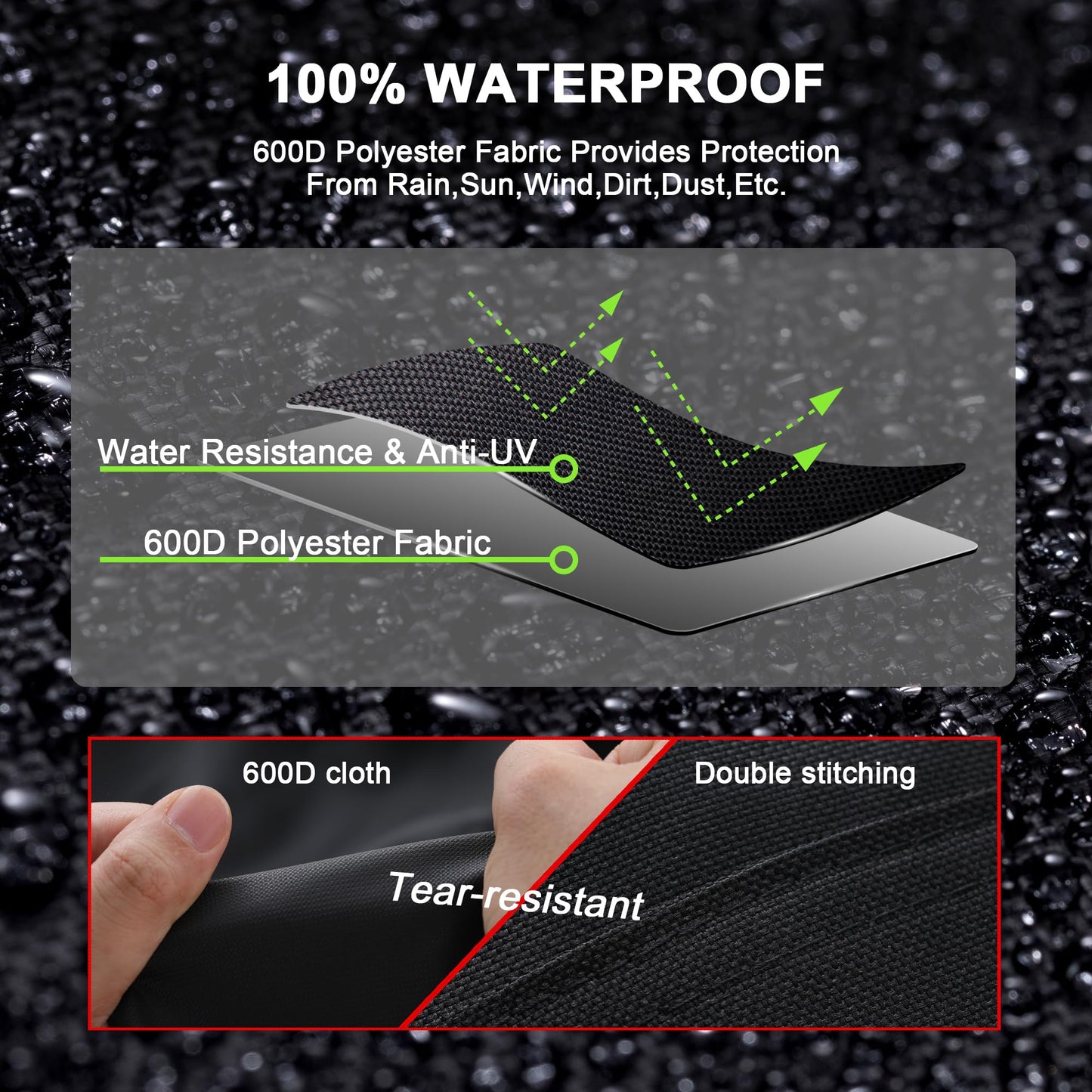 Himal Outdoors Lawn Mower Cover - Heavy Duty 600D Polyester Oxford Waterproof, UV Protection Universal Fit with Drawstring & Cover Storage Bag，Black