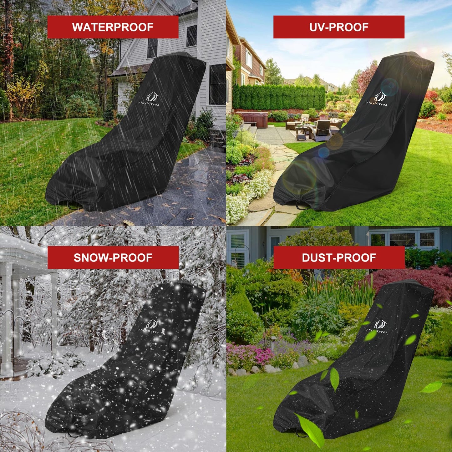 TitanCovers Lawn Mower Cover with PA Coating & Double Drawstring & Storage Bag, Heavy Duty 600D Polyester Oxford Push Mower Cover, Waterproof Lawnmower Covers for Outdoor