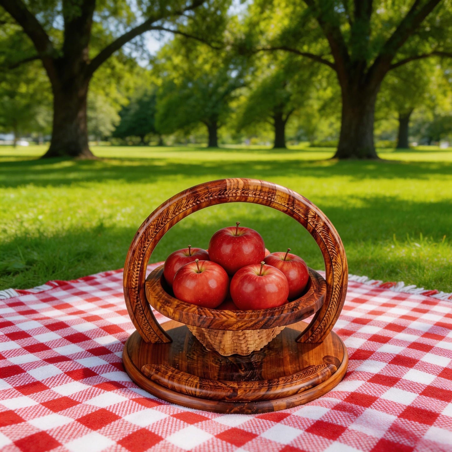 LANXGNAN Wooden Folding Fruit Basket - Handmade Rosewood Fruit Bowl with 1/2/3/4 Compartments, Collapsible for Storage (1-Grid)