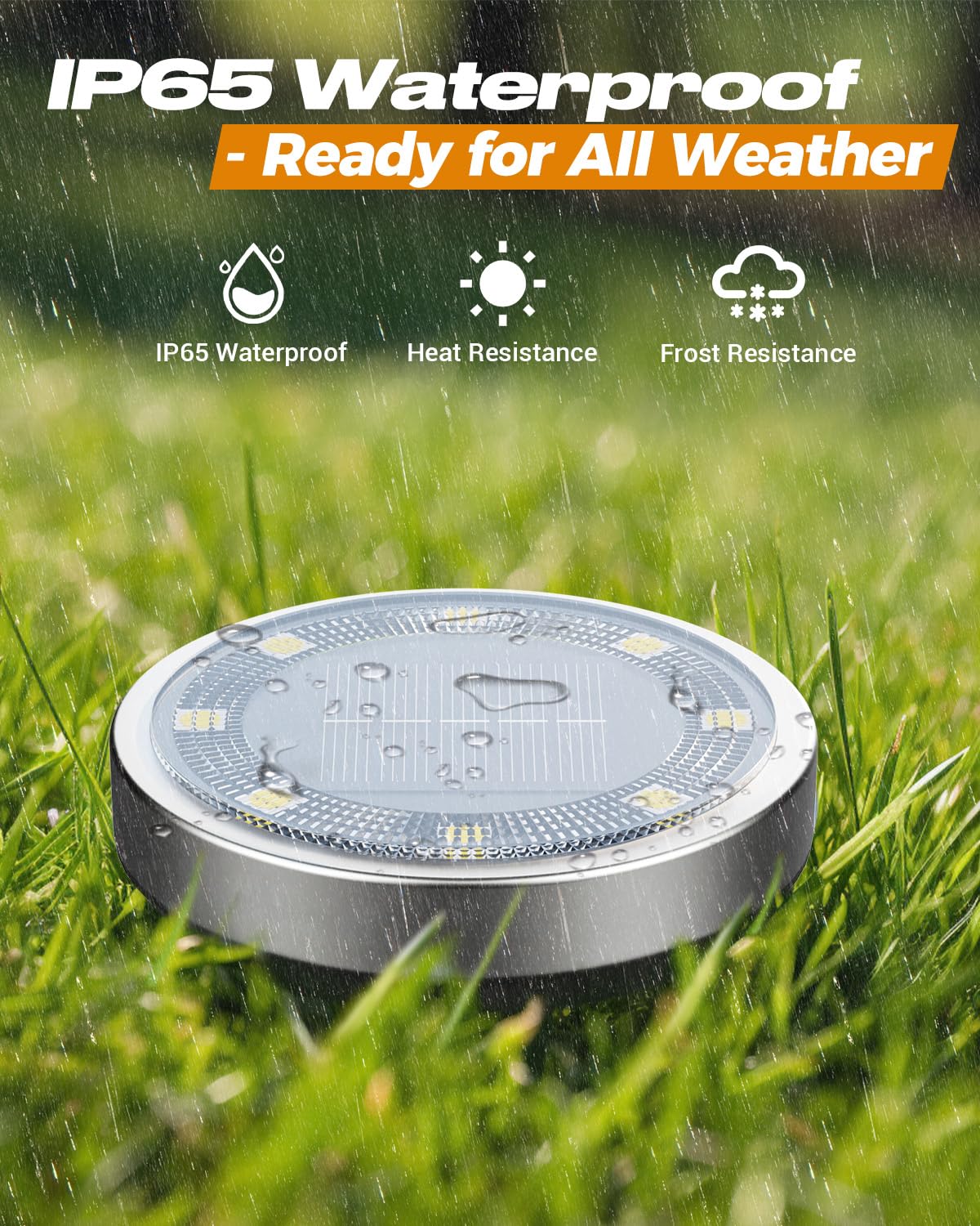 btfarm 16 Pack Solar Lights Outdoor, 8 LED Solar Ground Lights IP65 Waterproof Flat Solar Disc Light, Pathway Lights for Garden Lawn Patio Yard Path Landscape, Cool White