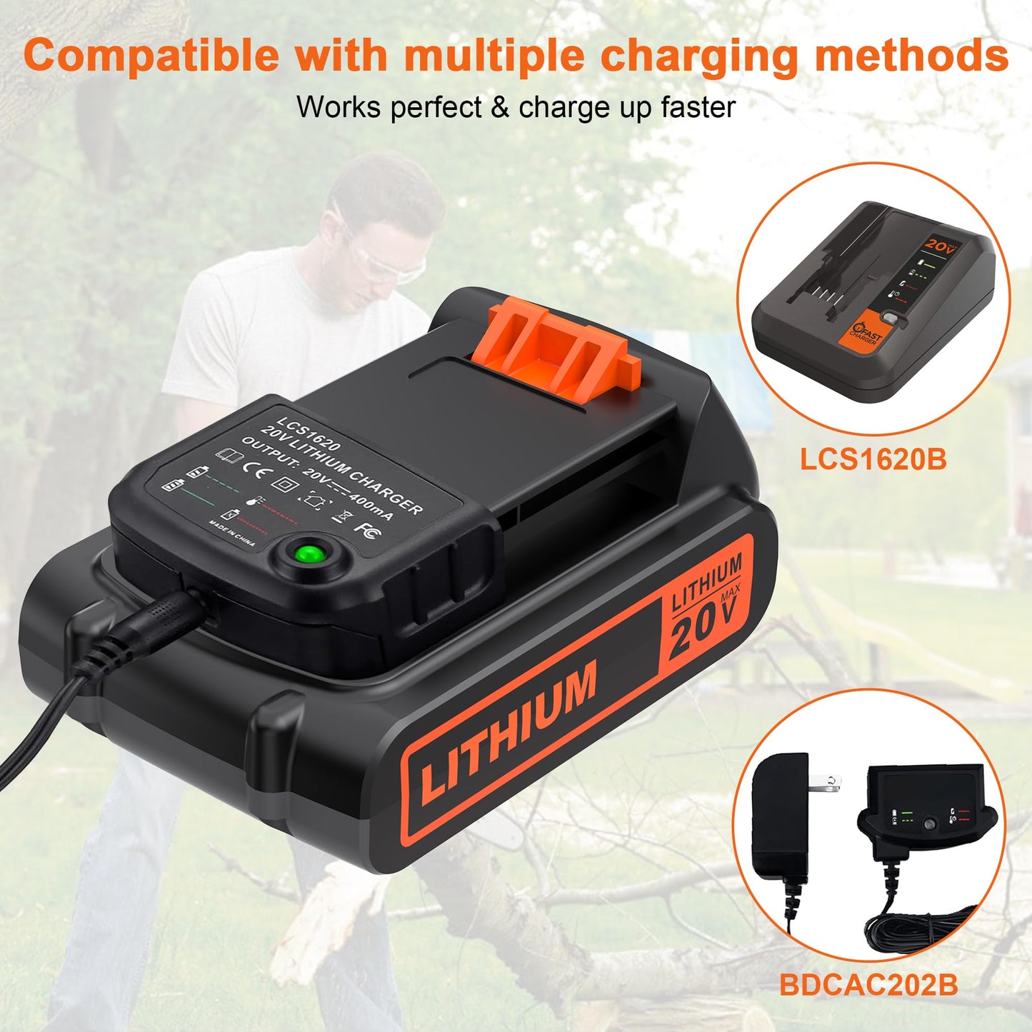 BULL-TECH 20 Volt MAX 2.0Ah Replacement for Black and Decker 20V Battery,Compatible with All Power 20V Black and Decker Power+ Tools