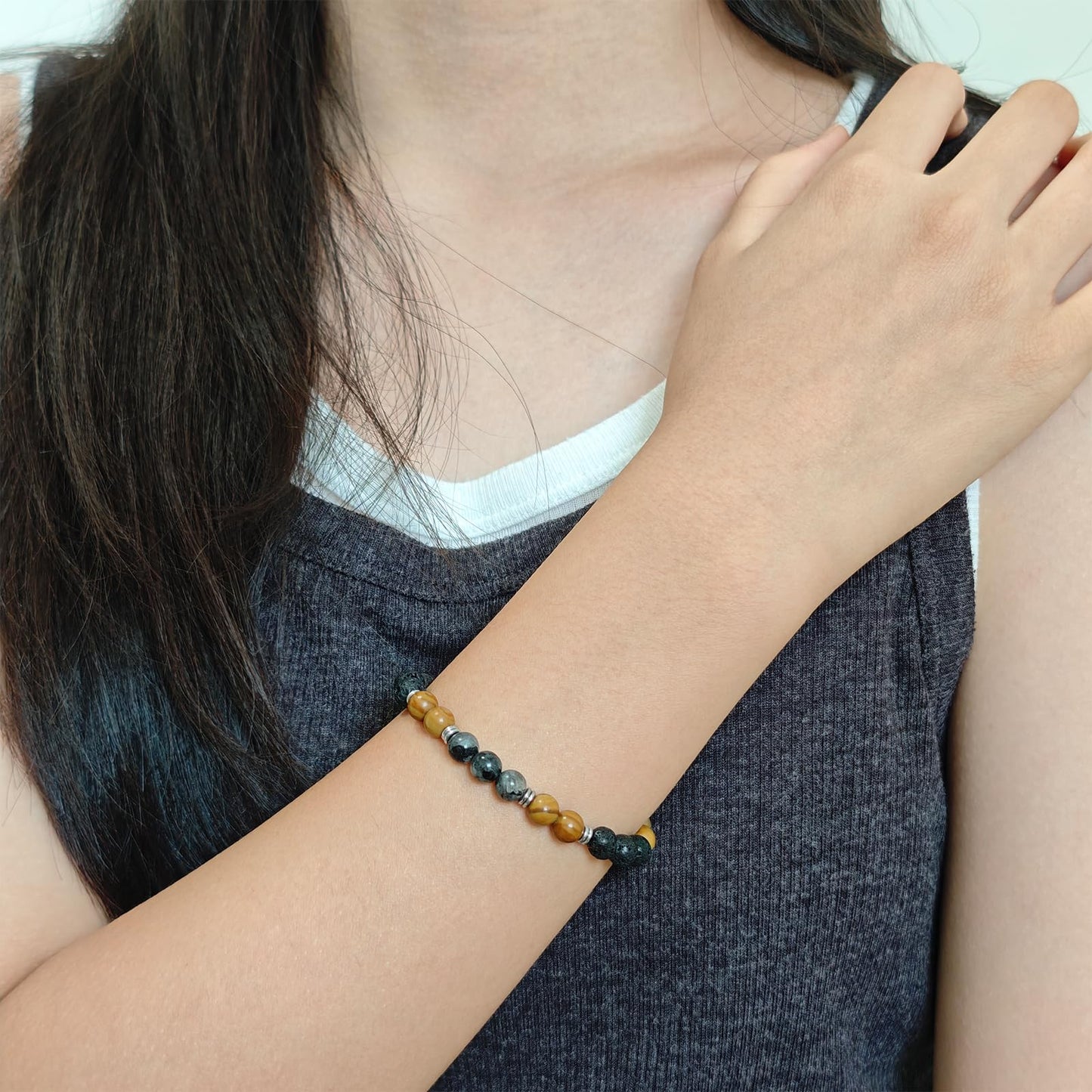 CHCCOYE 6mm Natural Healing Gemstone Bracelet Handmade Yoga Stretch Elastic Bracelet Stress Relief Crystal Jewelry for Men and Women (6mm IT'S ME)