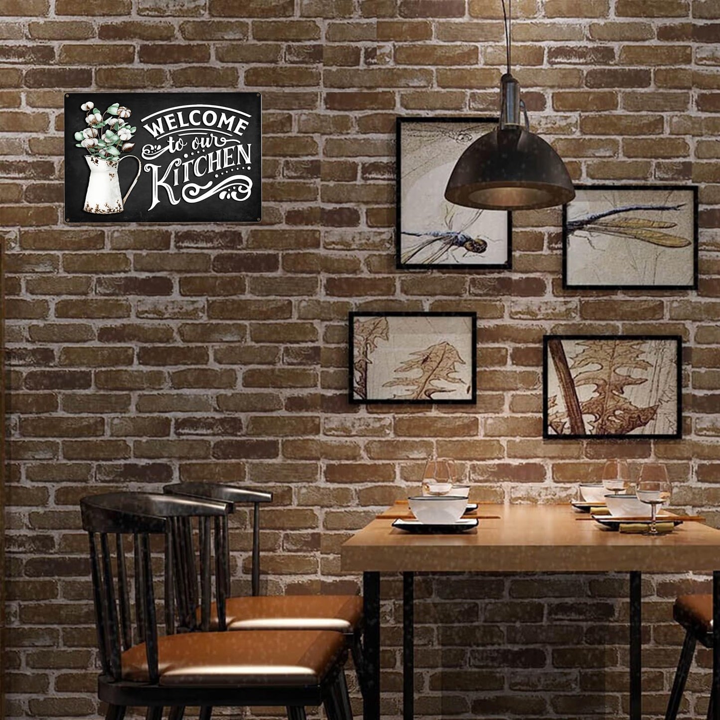 Welcome To Our Kitchen Metal Tin Sign Wall Decor for Home Kitchen Dining Living Room Bar Cafe 12x8 Inches