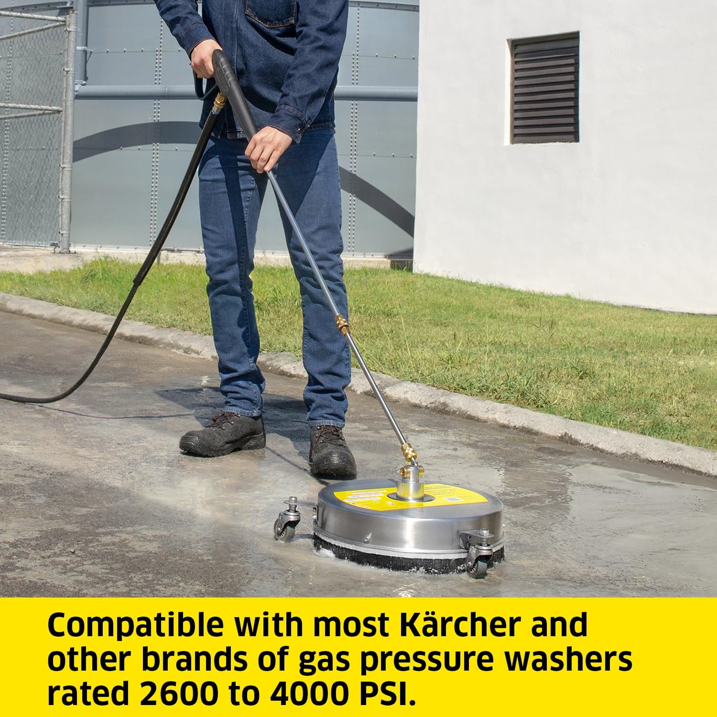 Kärcher Pressure Washer Surface Cleaner 15", 3 Wheels, Stainless Steel, Quick Connect, 4000 PSI, Ideal for Driveways, Patios, Decks, Sidewalks