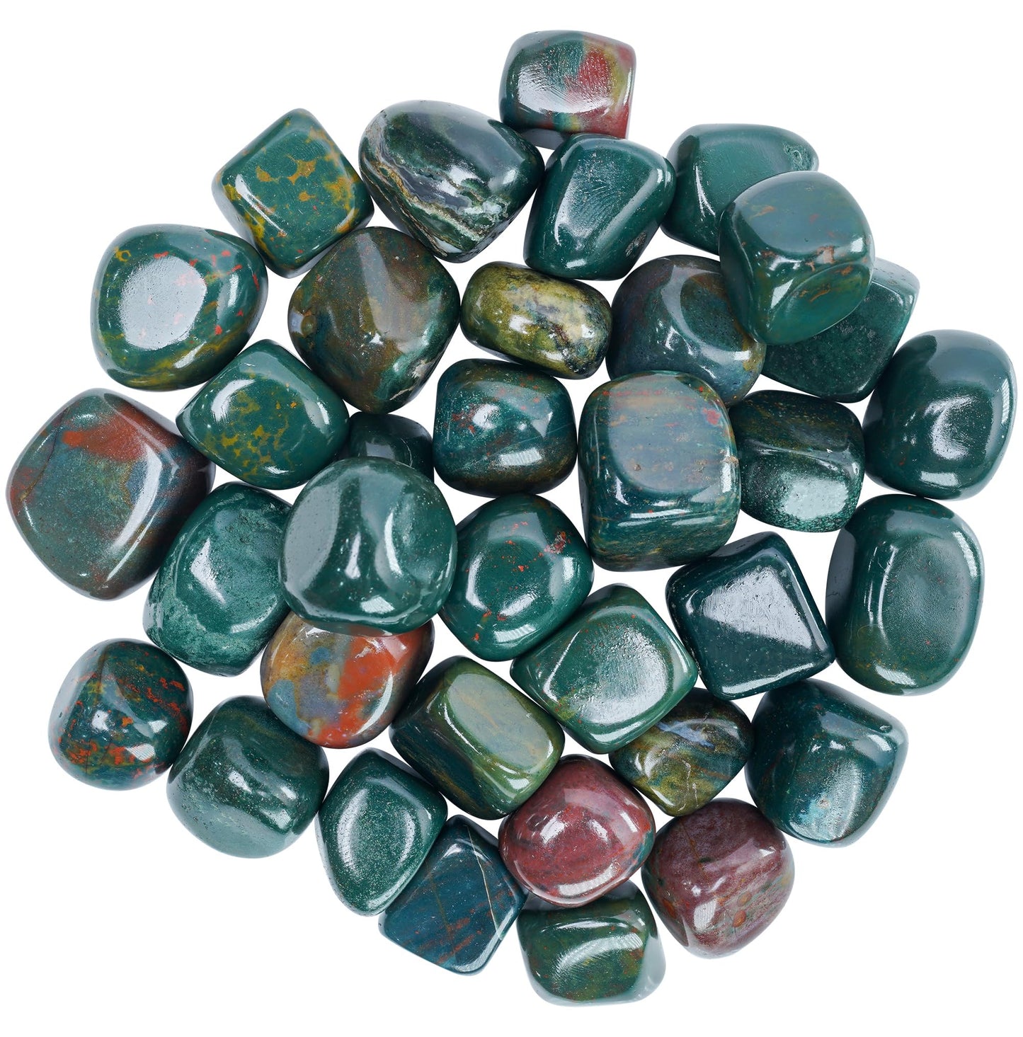 Crocon® 1LB Bloodstone Tumbled Stones and Crystals bulk 2000+ Carats Natural Crystal Kit for Reiki Healing Crystal Polished, Tumble Stones, Chakra Balancing, Reiki Gift, Home Decor Size : 2025 mm