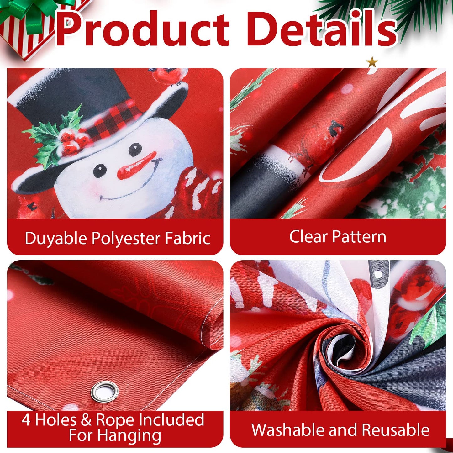 Irenare Christmas Backdrop Merry Christmas Banner Party Decoration Xmas Photography Background Photo Props for Winter Holiday New Year Eve Family Party Decoration Supplies(Snowman)