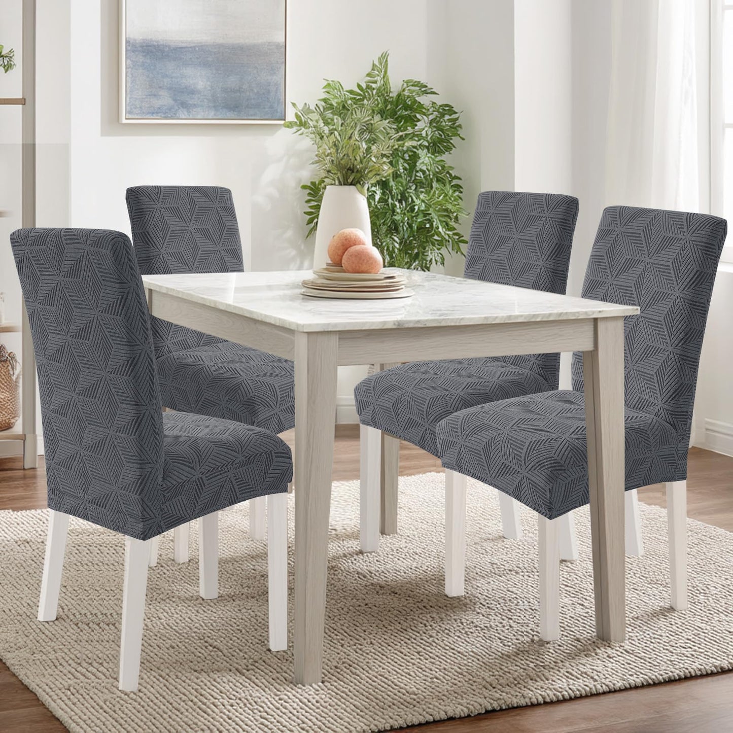 YSTELLAA Dining Room Chair Covers Set of 4,Stretch Chair Covers Parson Chair Slipcovers Removable Washable Kitchen Chairs Seat Covers,Light Gray