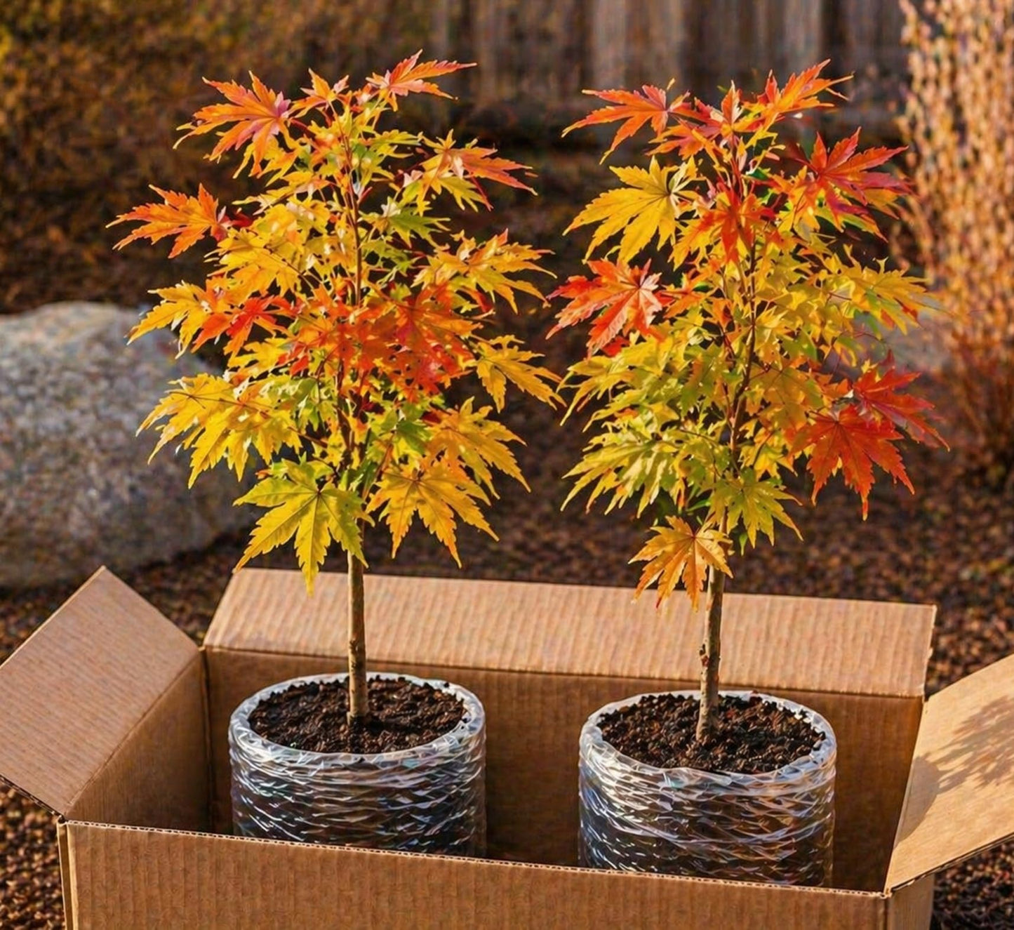2-Pack Live Red Japanese Maple Tree Starts – Acer Palmatum Seedlings – Ornamental Landscape Trees – Vibrant Spring Color – Easy to Grow Starter Plants